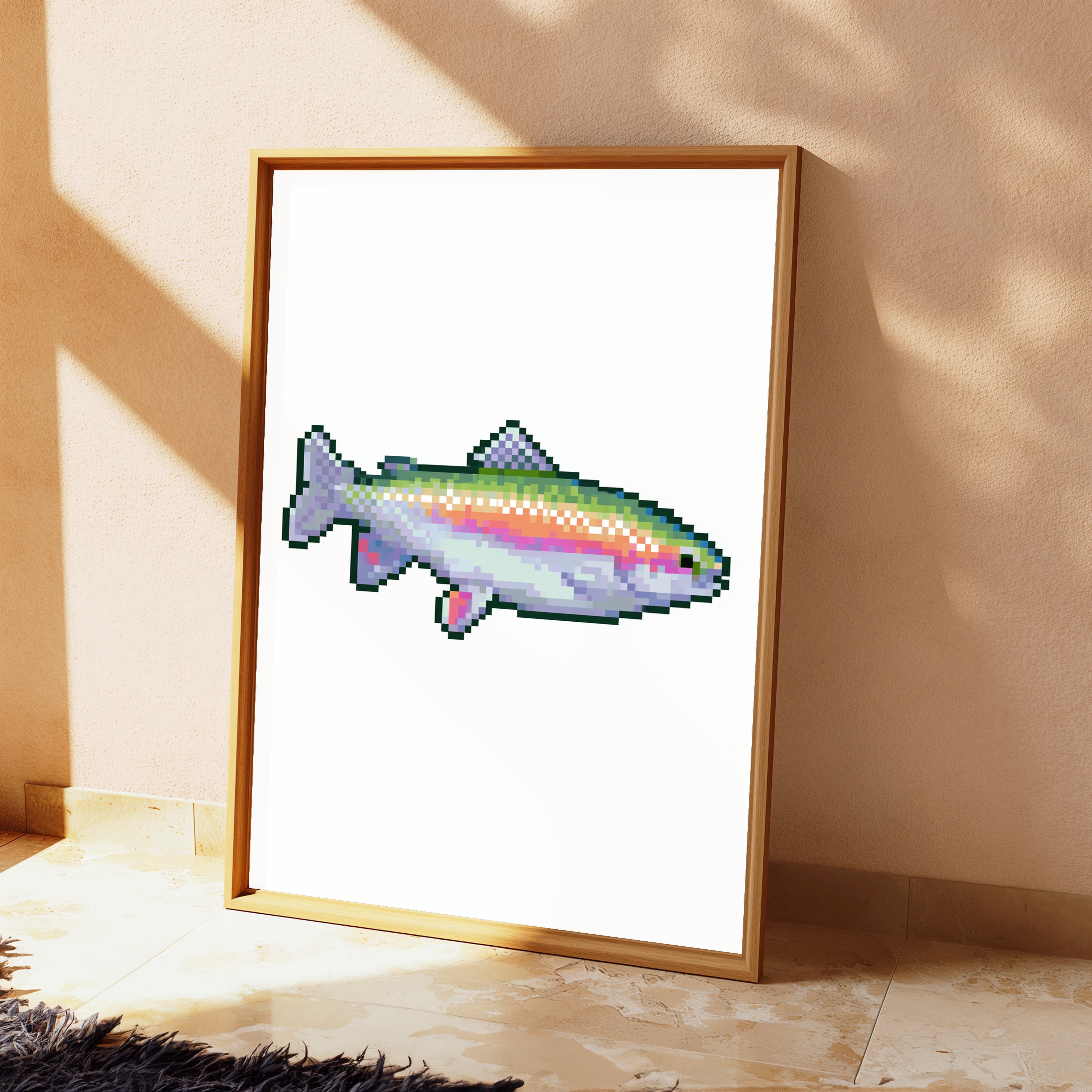 Rainbow Trout Pixel Art Print view 2