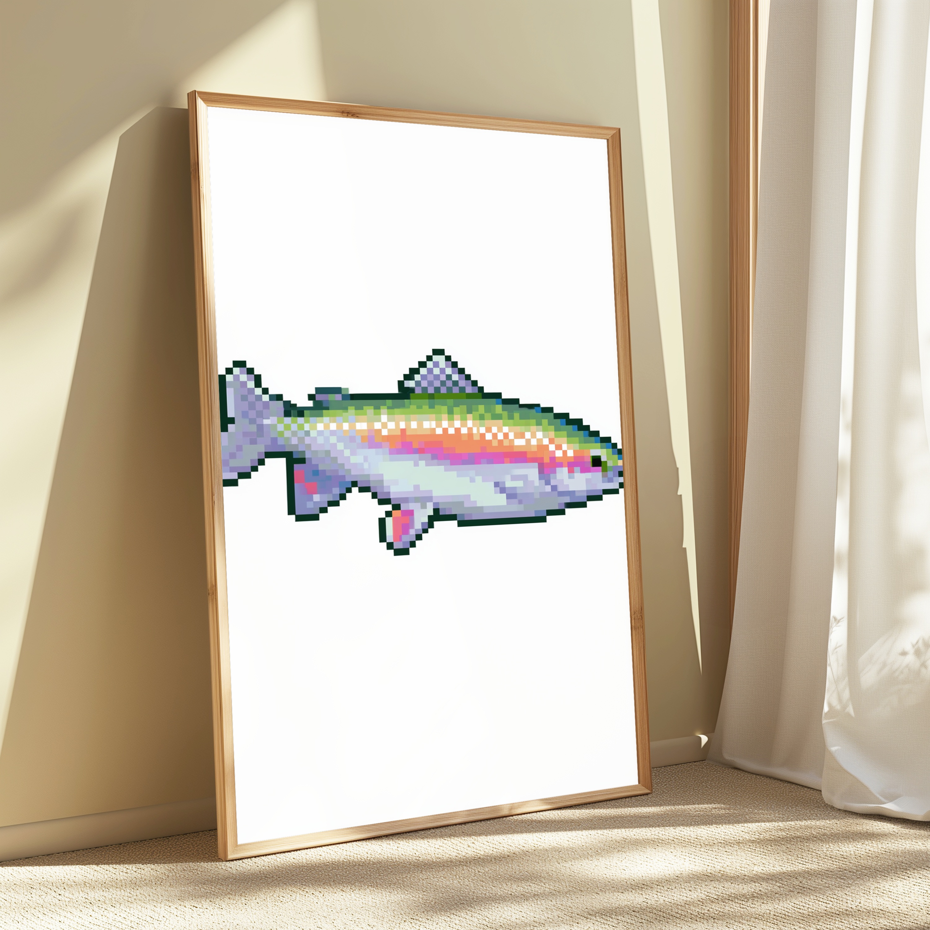 Rainbow Trout Pixel Art Print view 3