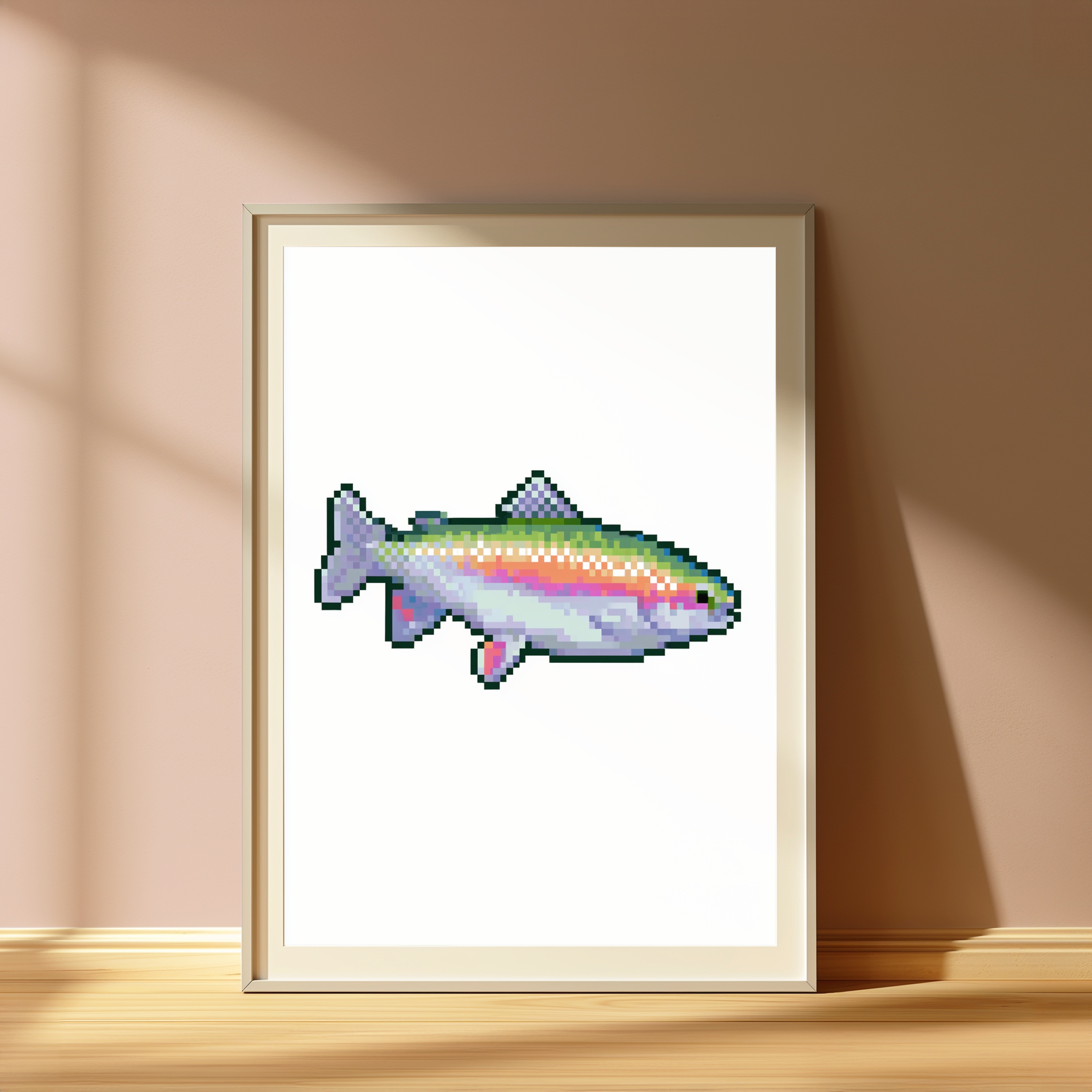 Rainbow Trout Pixel Art Print view 4