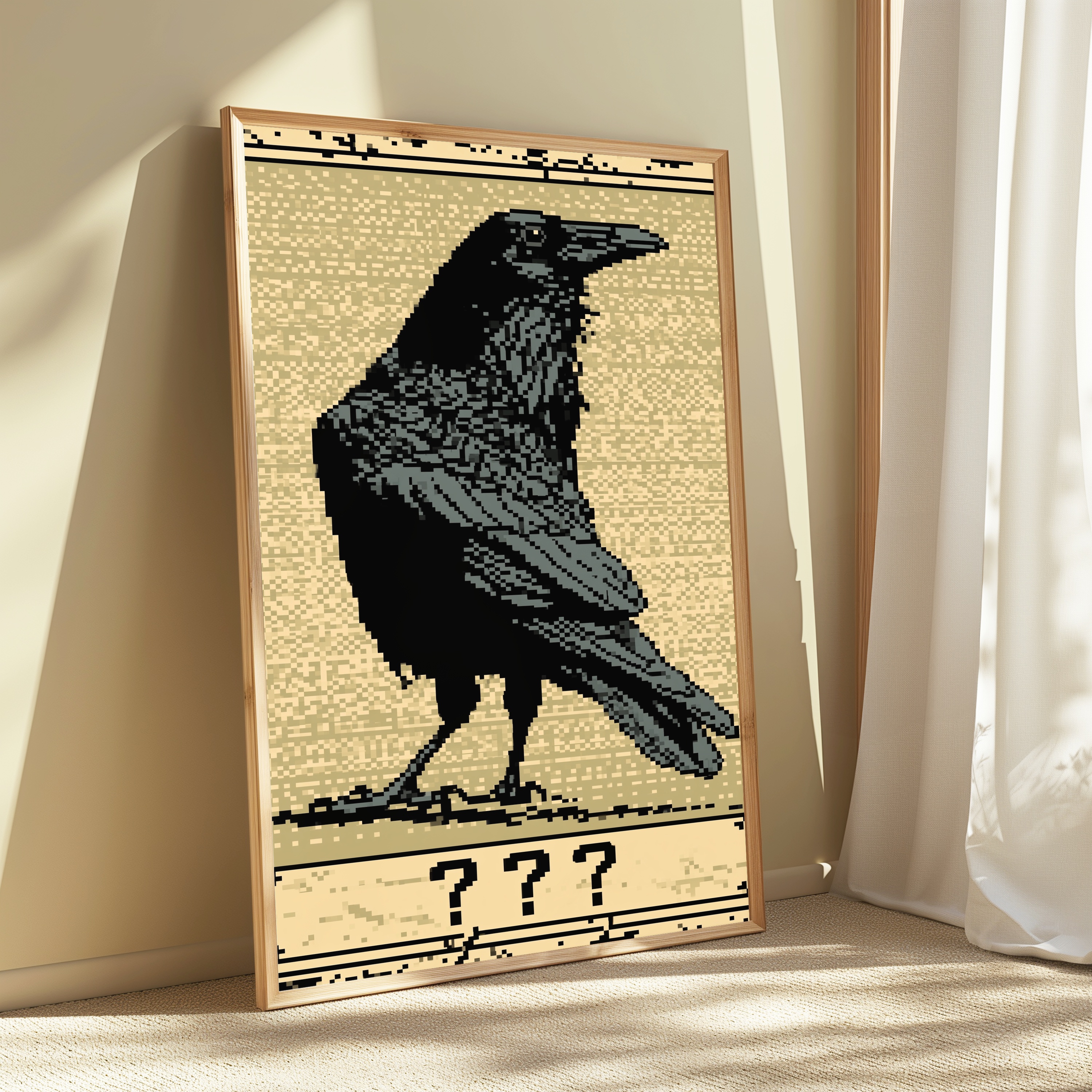 Raven Pixel Art Print view 3