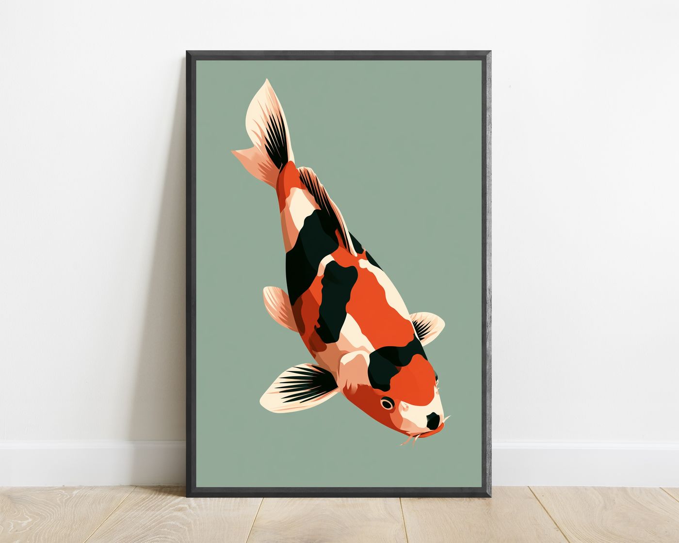 Red and White Koi Fish Minimalist Print — view 1