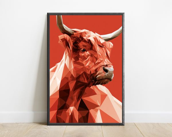 Highland Bull Geometric Pop Art Print