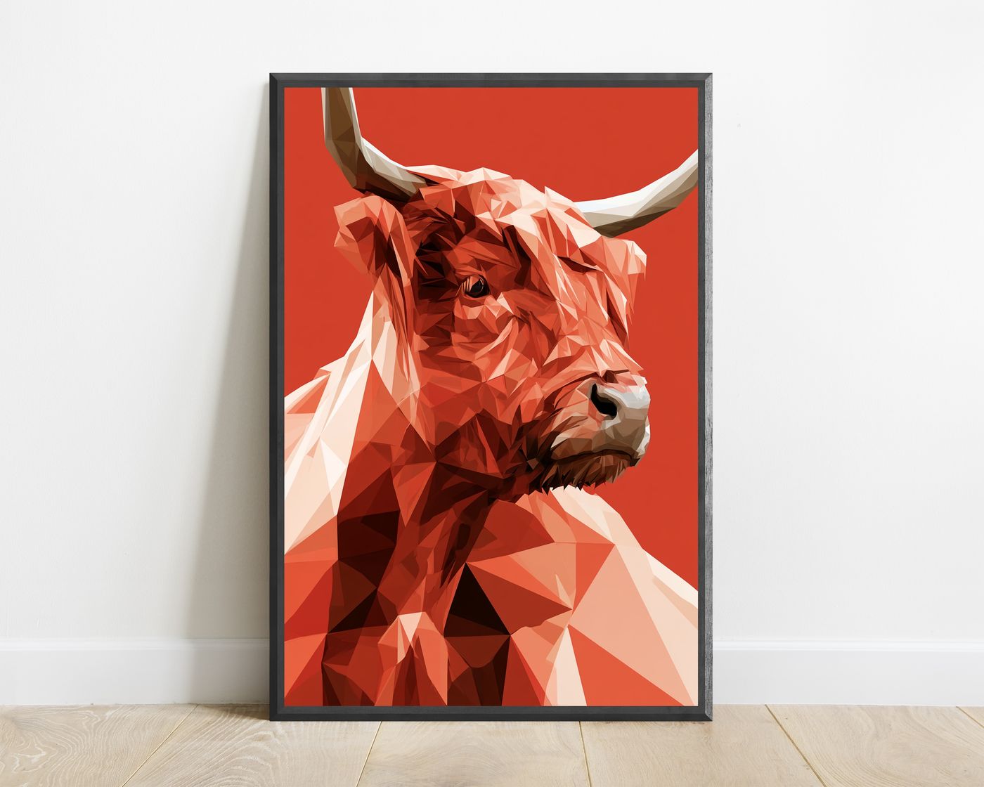Highland Bull Geometric Pop Art Print — view 1