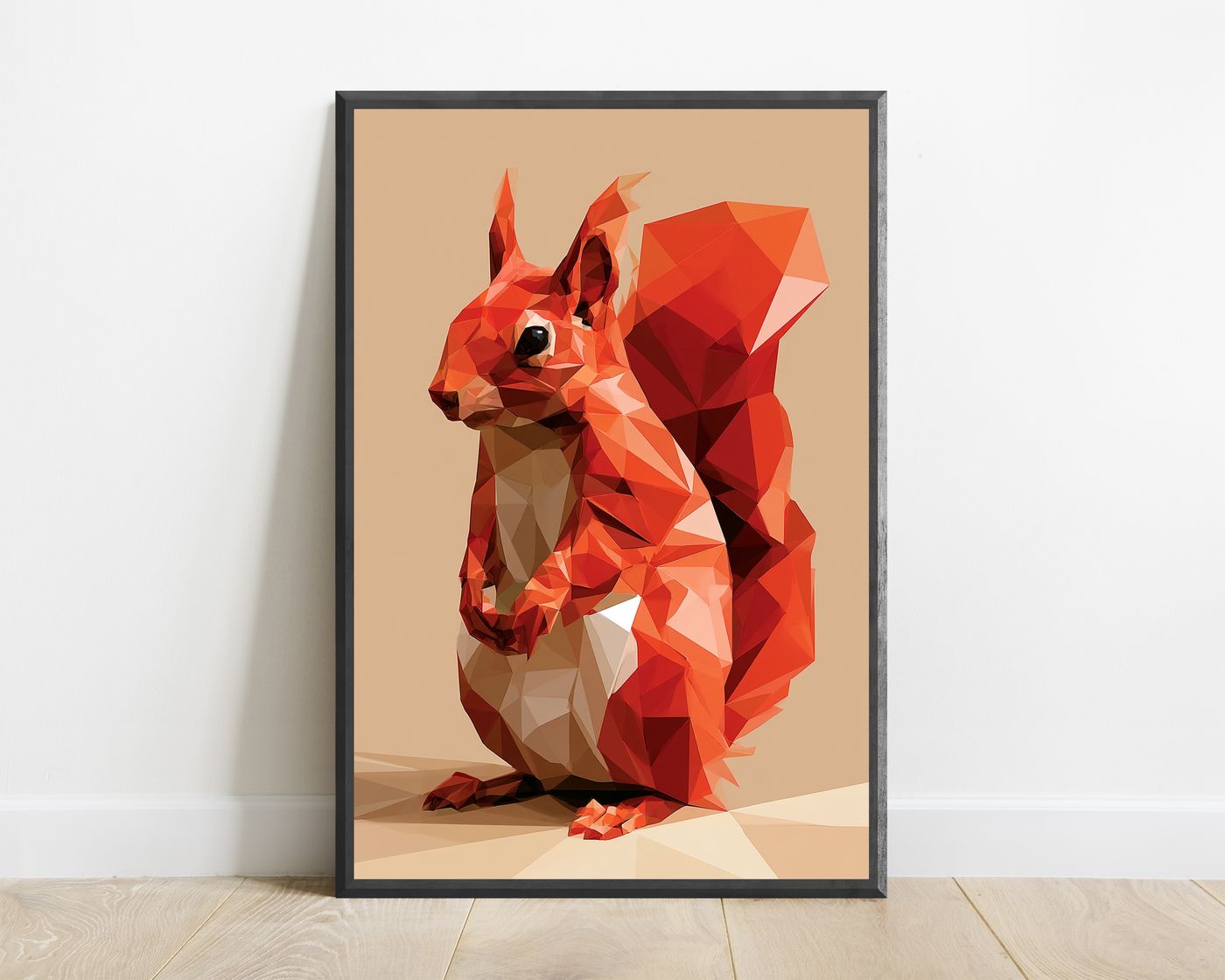 Red Geometric Squirrel Modern Art Print — view 1