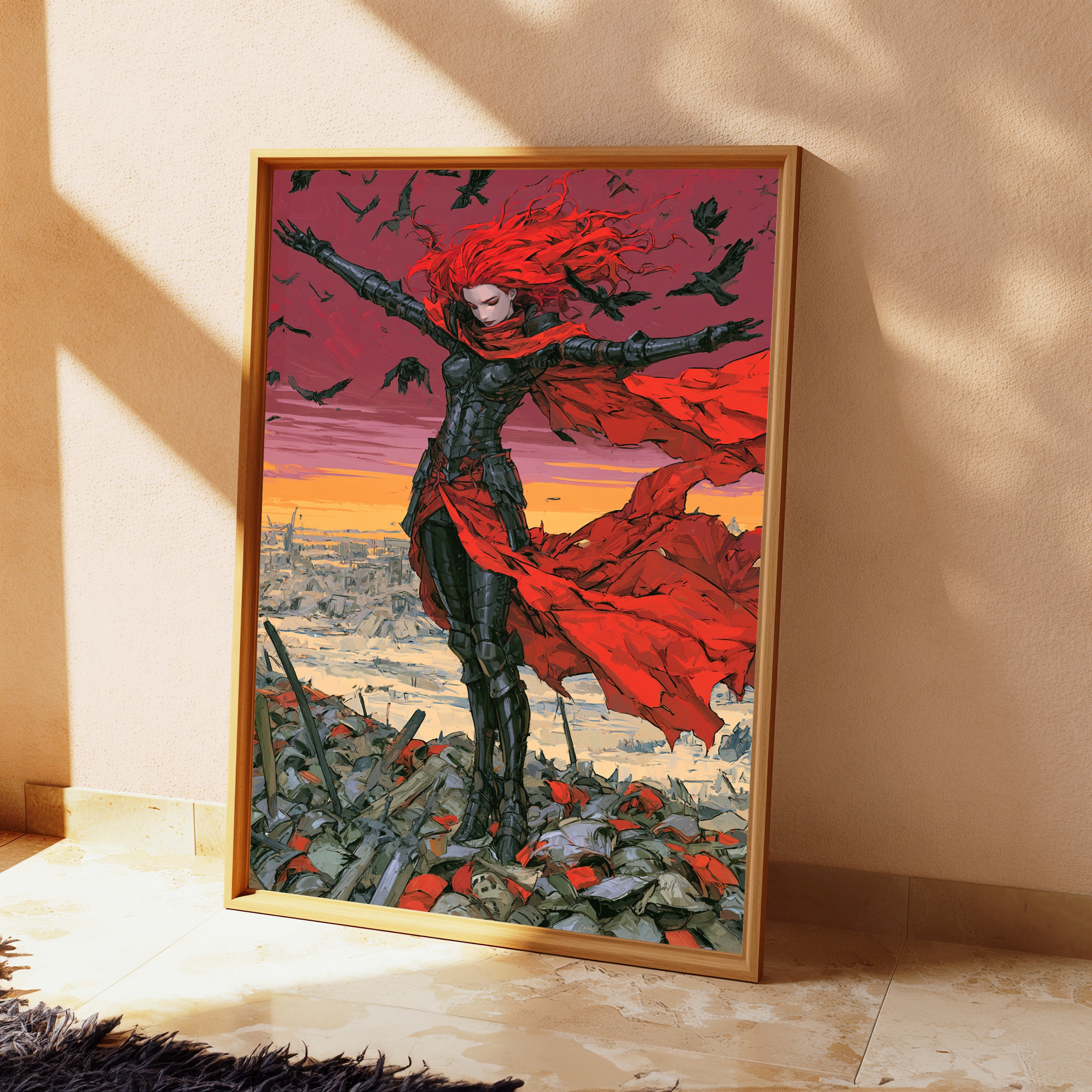 Red-Haired Warrior Desert Ruins Pop Art Print view 2