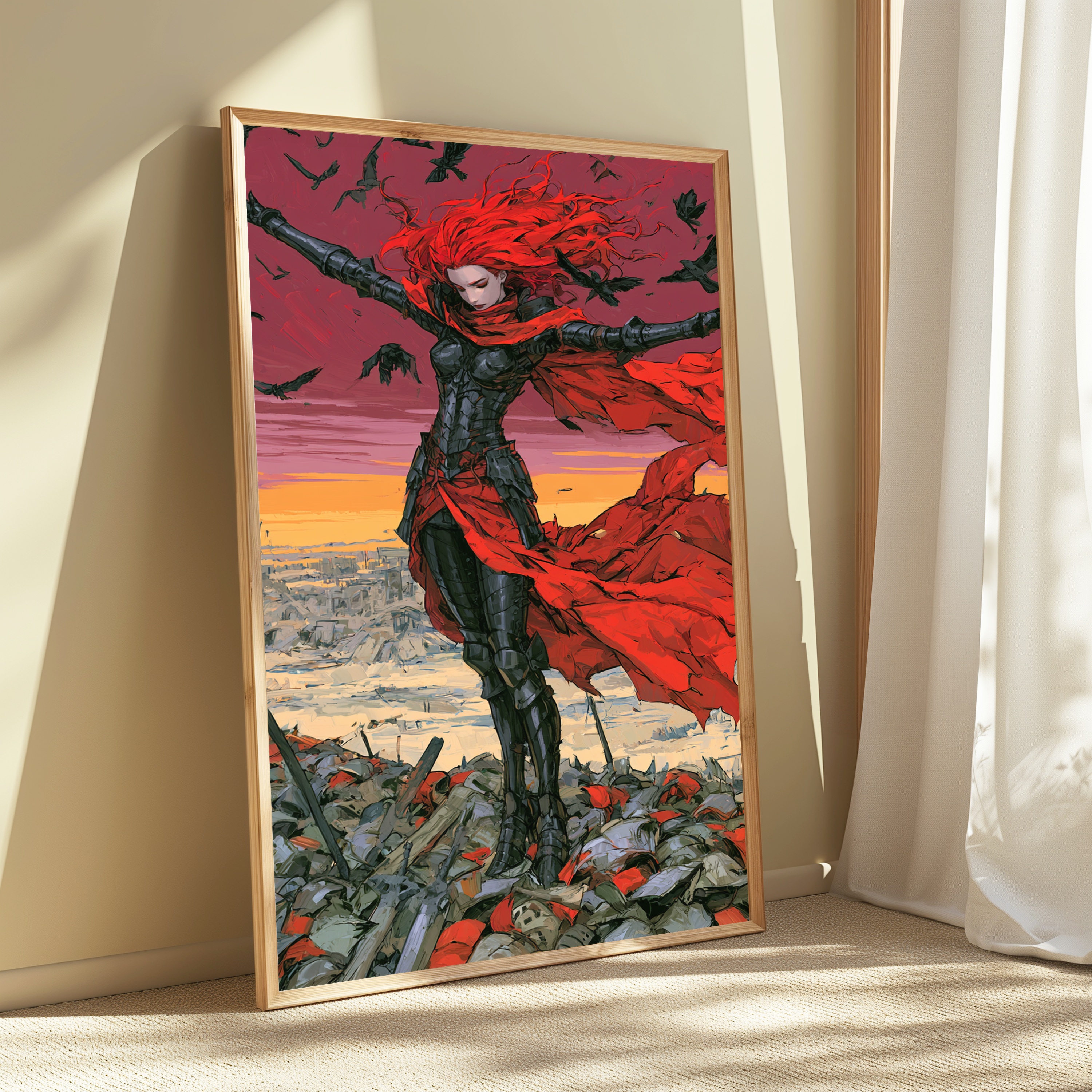 Red-Haired Warrior Desert Ruins Pop Art Print view 3