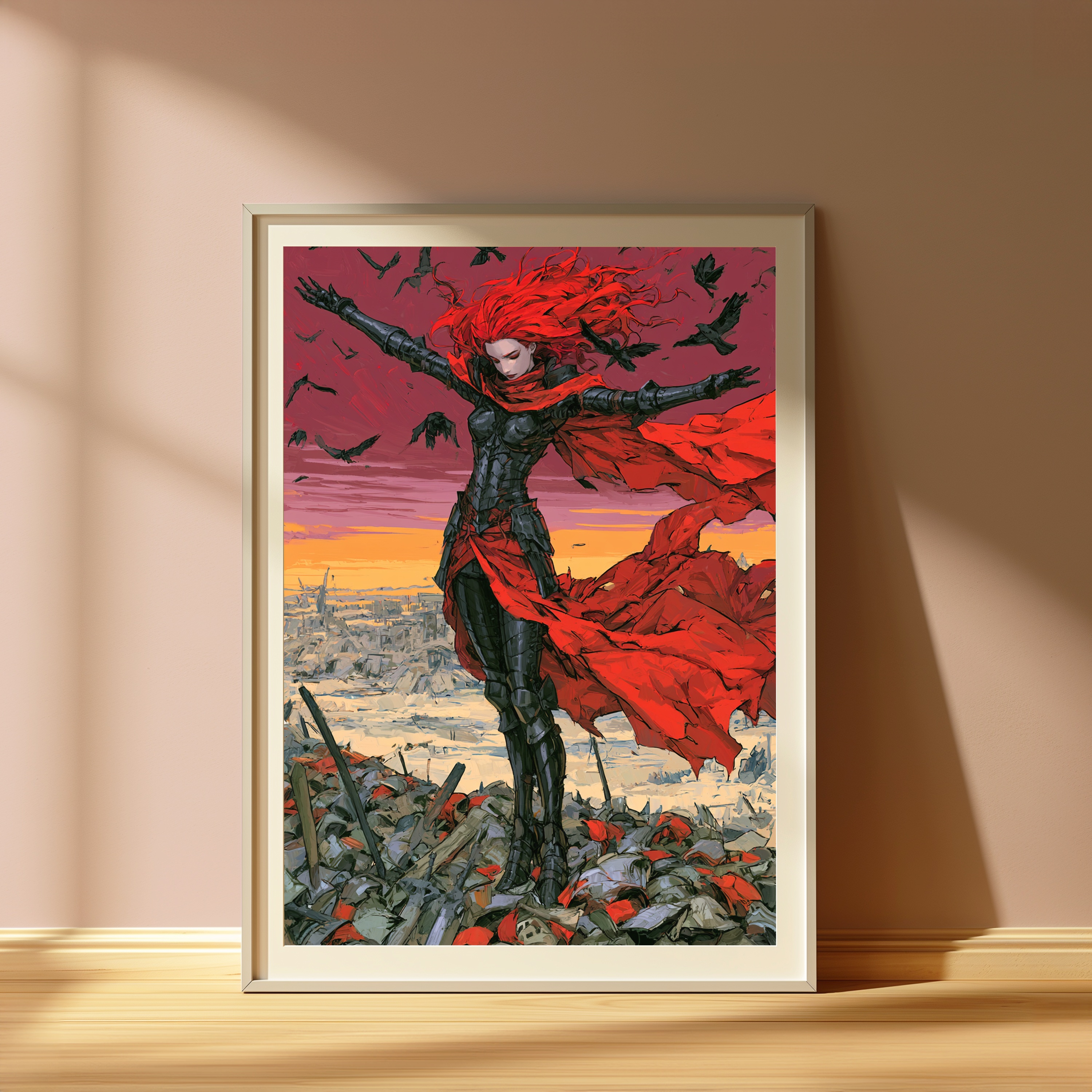 Red-Haired Warrior Desert Ruins Pop Art Print view 4