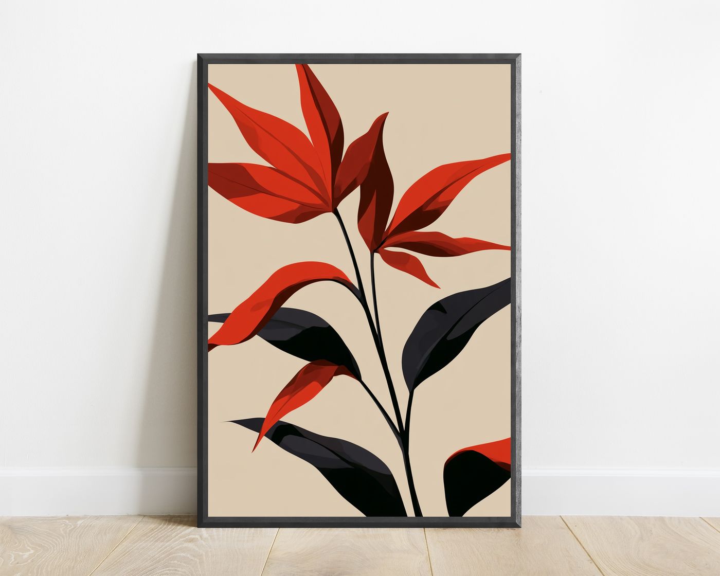 Red Leaf Abstract Botanical Print — view 1