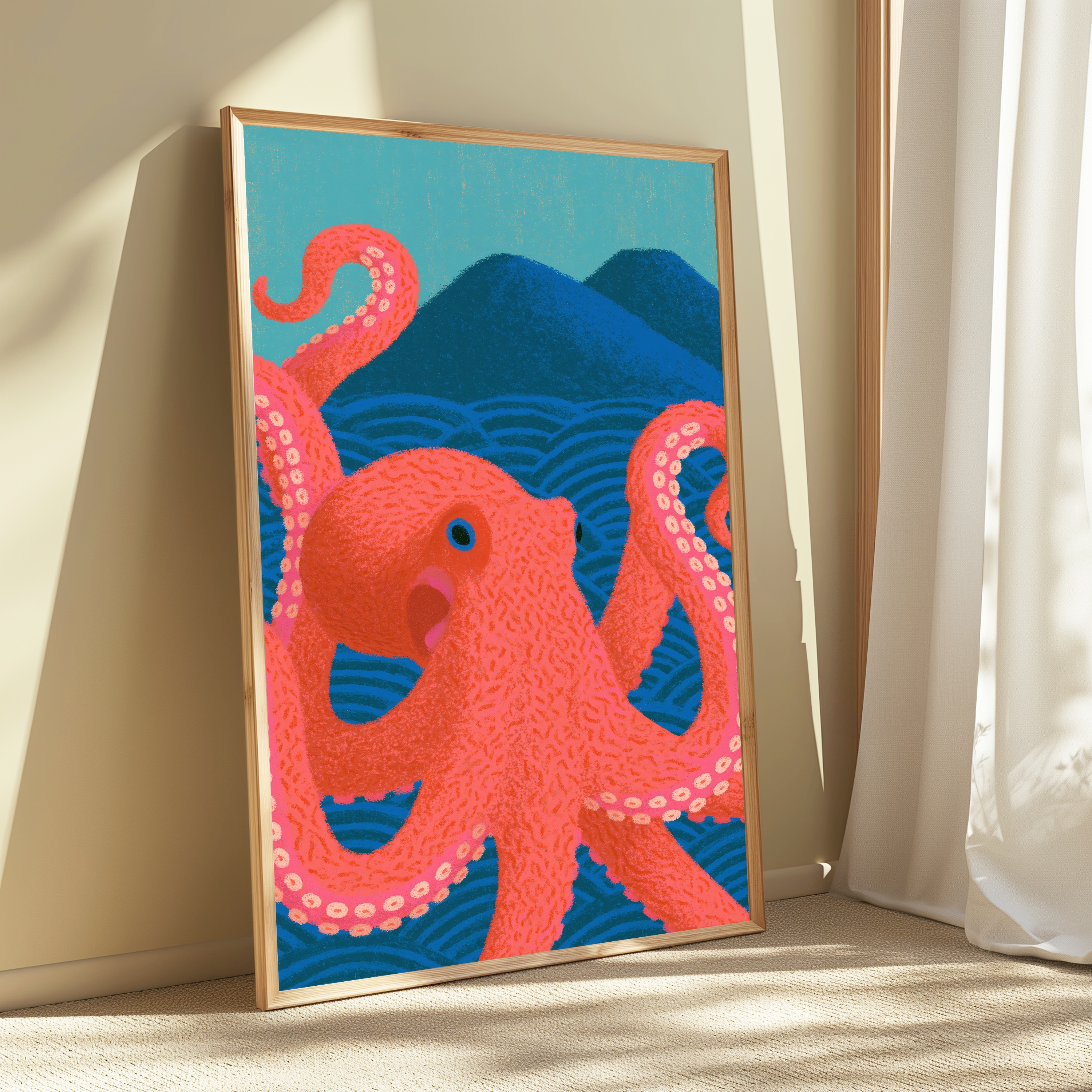 Red Octopus Pop Art Print view 3