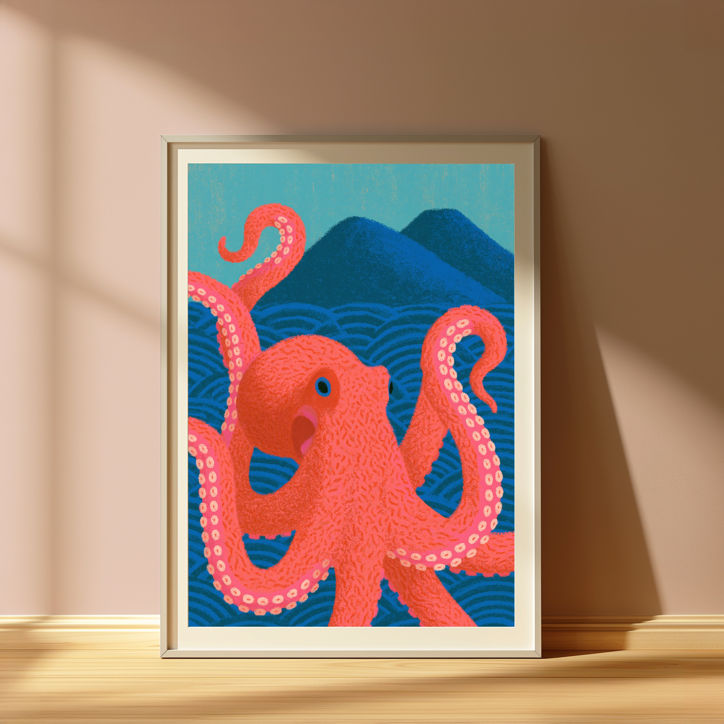 Red Octopus Pop Art Print view 4