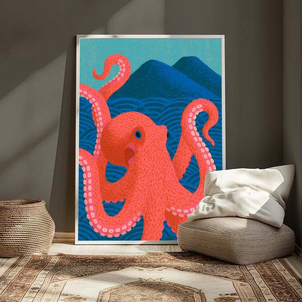 Coral Octopus Pop Art Print