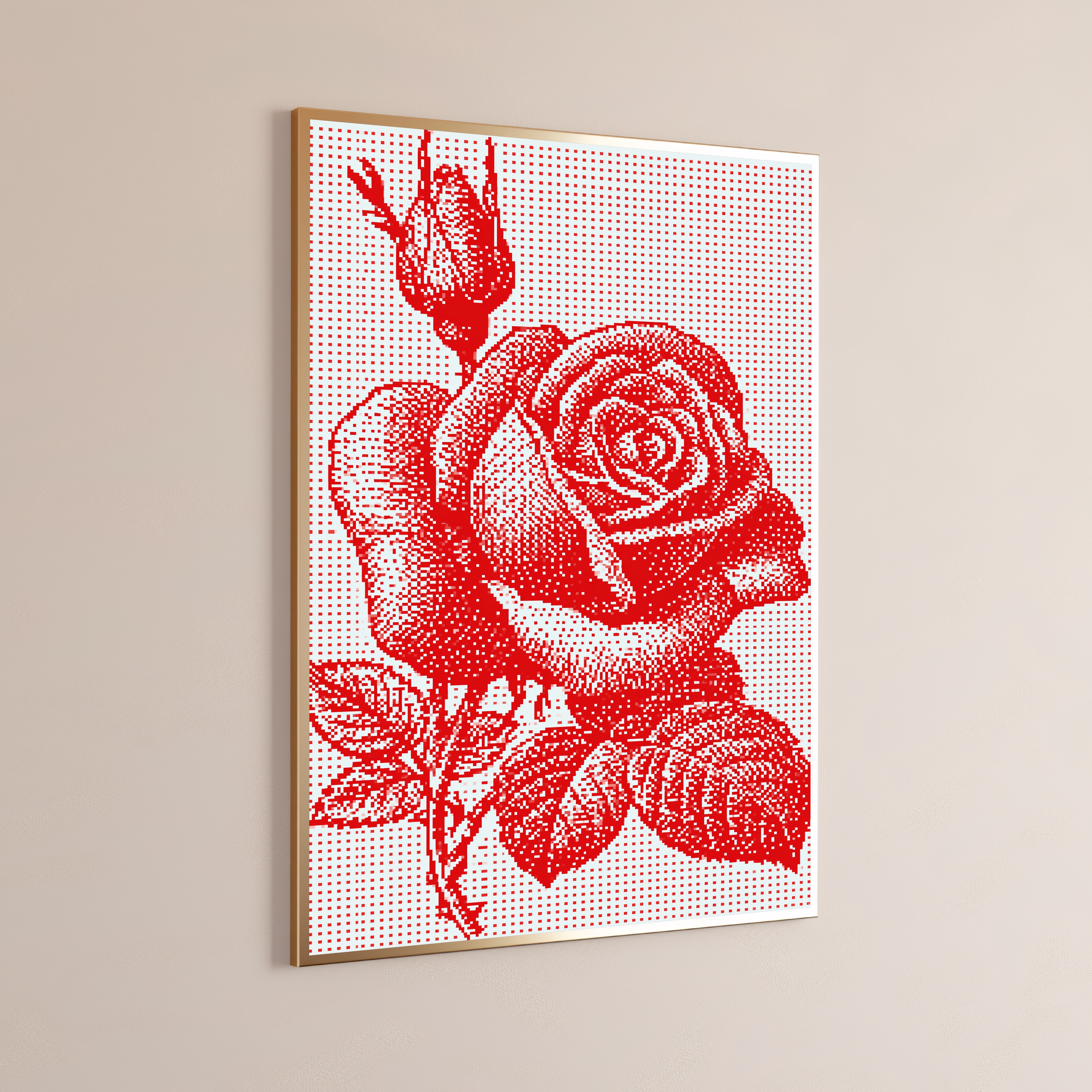 Red Rose Pixel Art Print