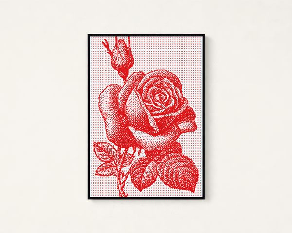 Red Rose Pixel Art Print