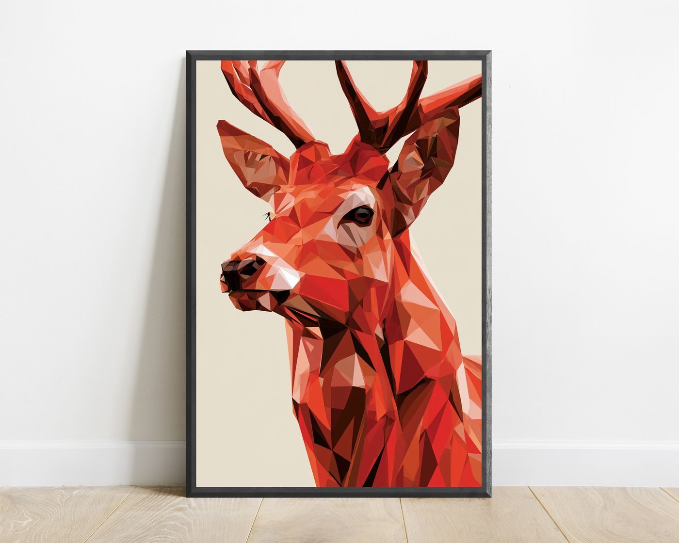 Red Stag Geometric Pop Art Print — view 1