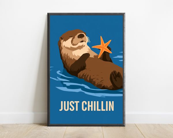 Just Chillin Otter Starfish Pop Art Print