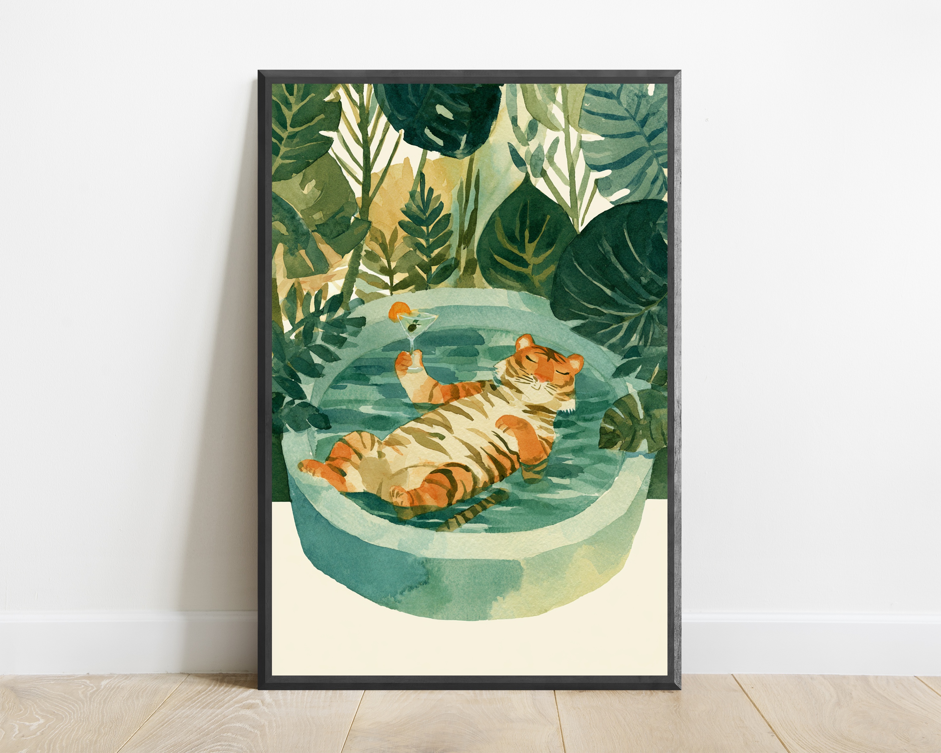 Relaxing Tiger Pool Party Wall Art