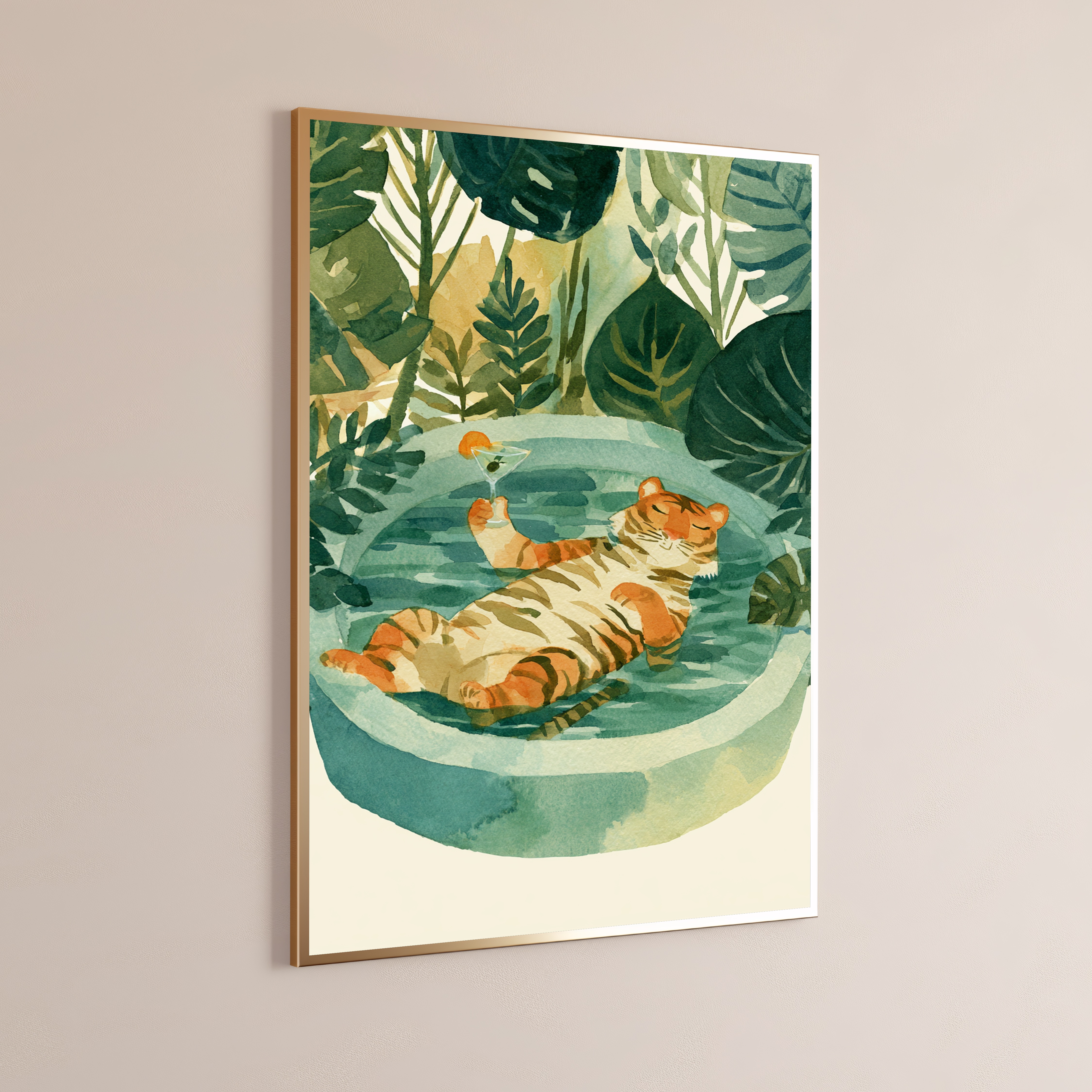 Relaxing Tiger Pool Party Wall Art
