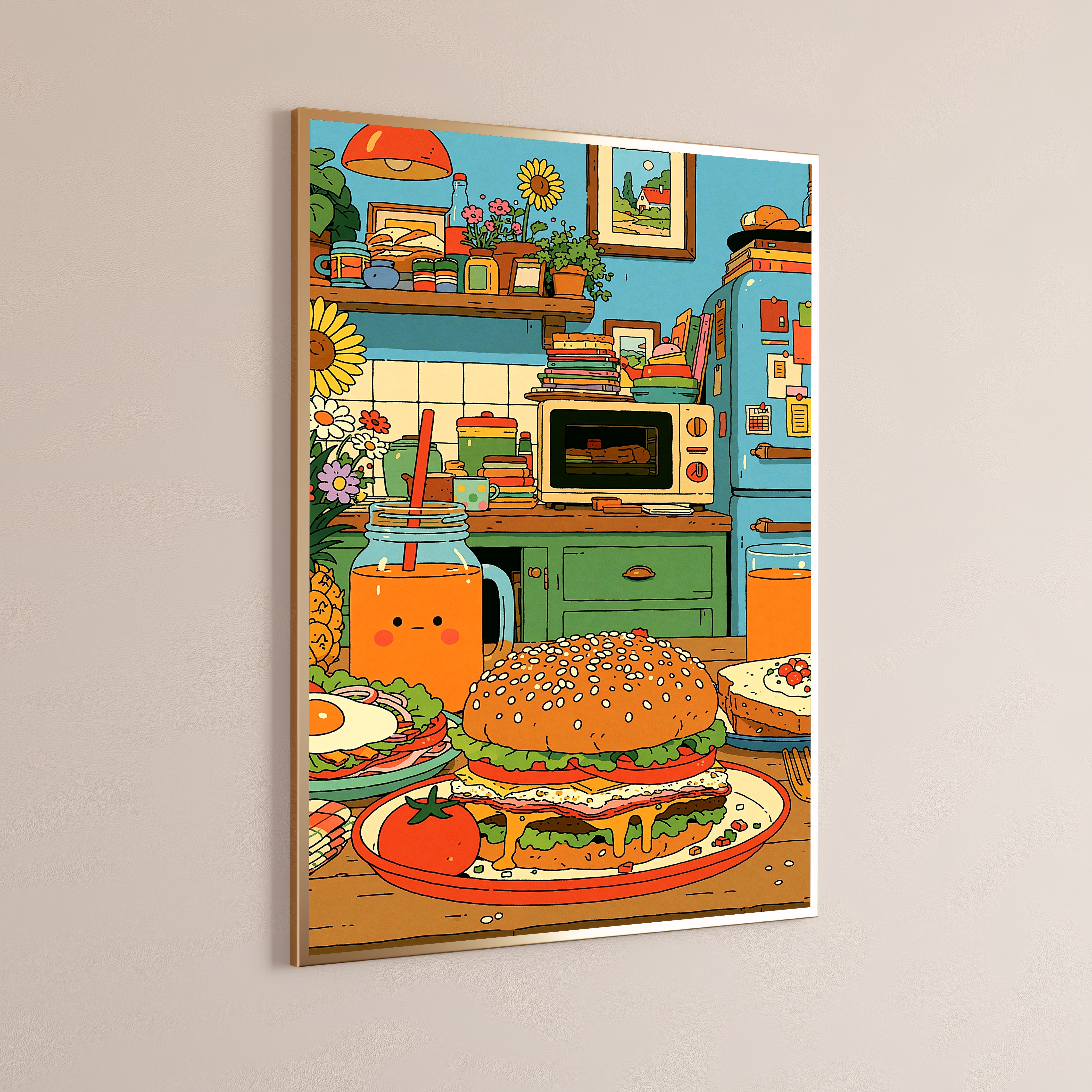 Retro Kitchen Burger Pop Art Print