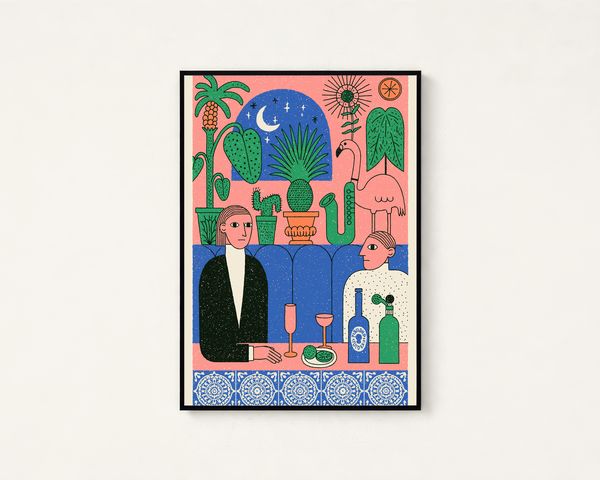 Retro Couple Cocktail Art Print