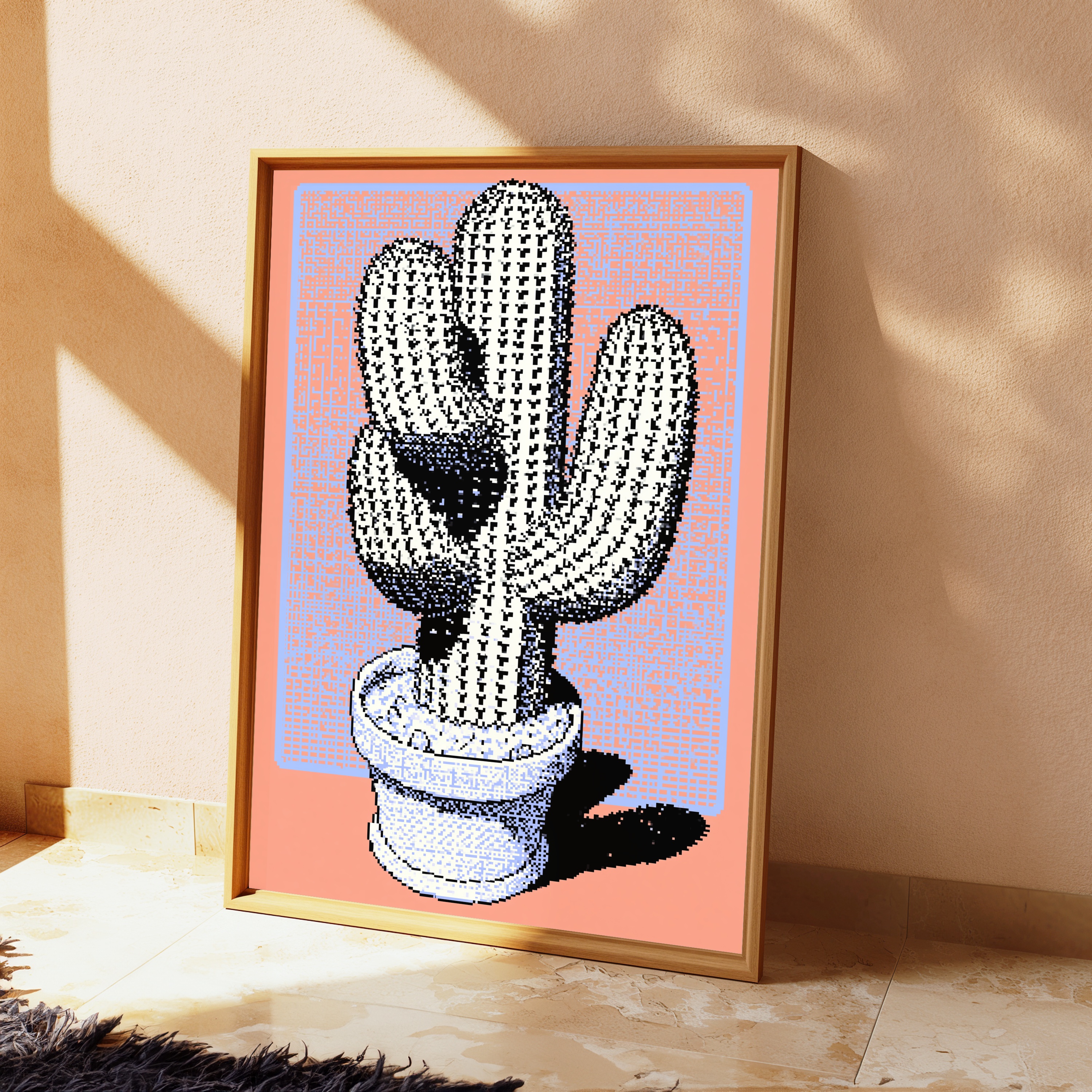 Retro Pixel Cactus Pop Art Print view 2
