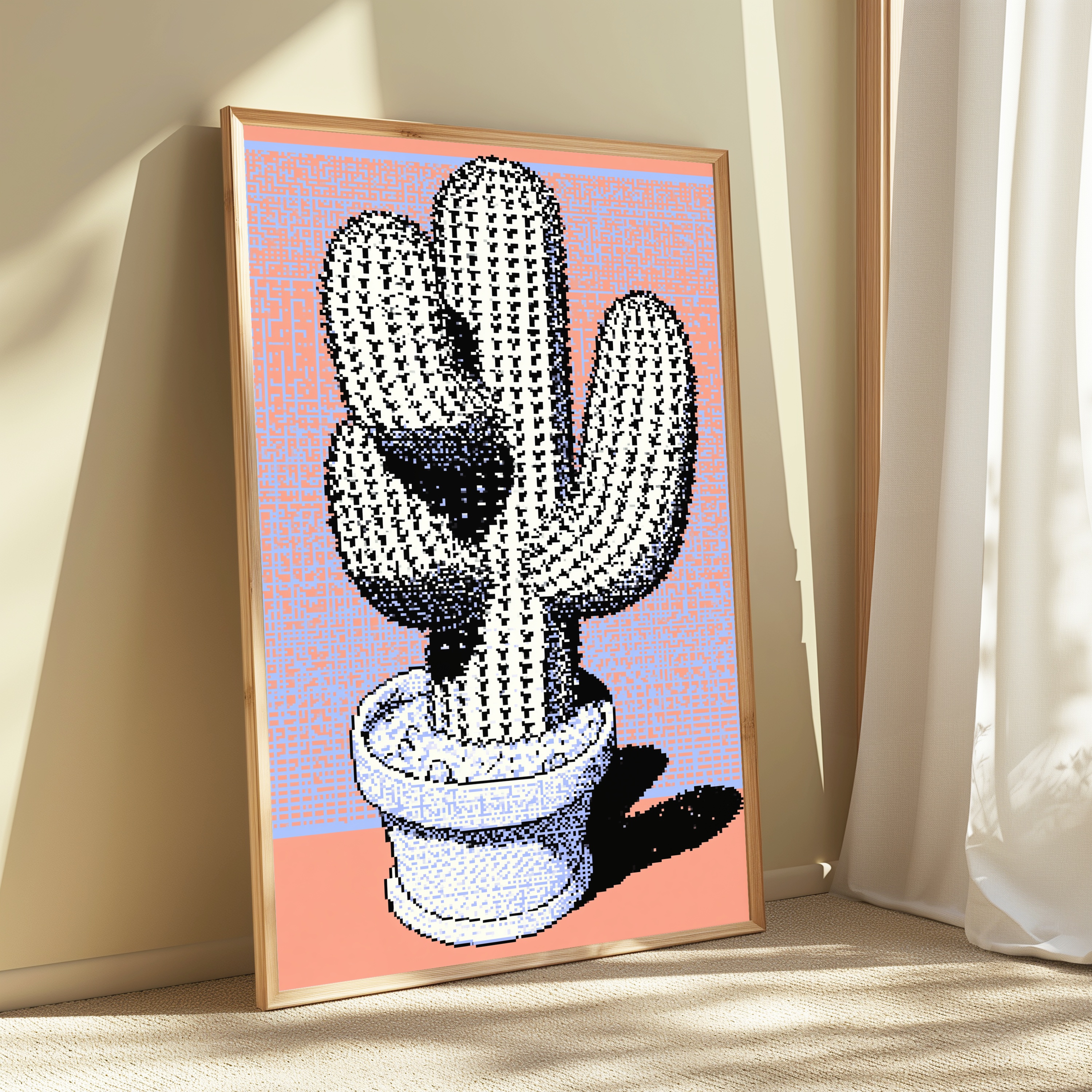 Retro Pixel Cactus Pop Art Print view 3