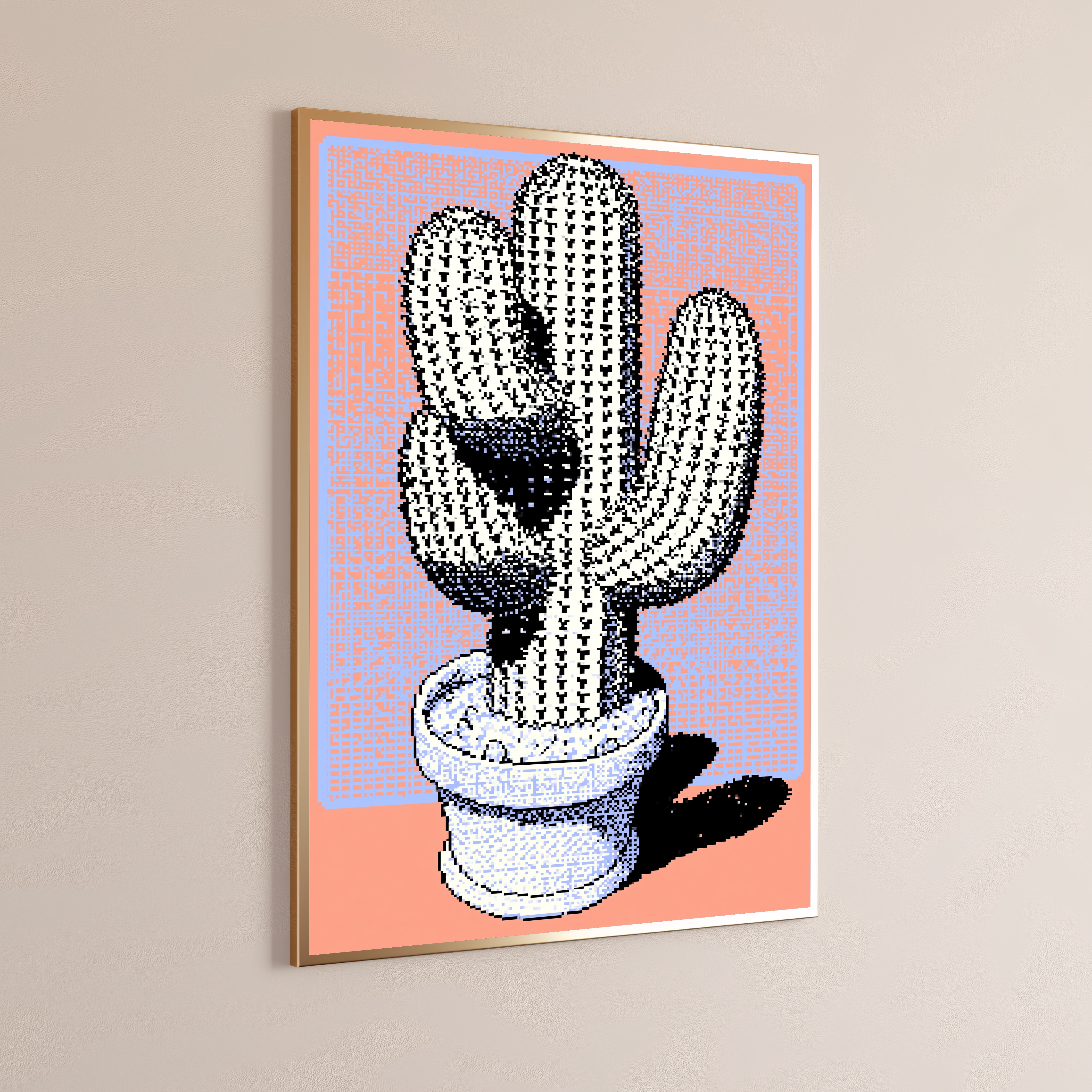 Retro Pixel Cactus Pop Art Print
