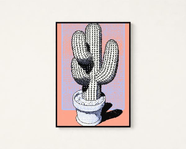 Retro Pixel Cactus Pop Art Print