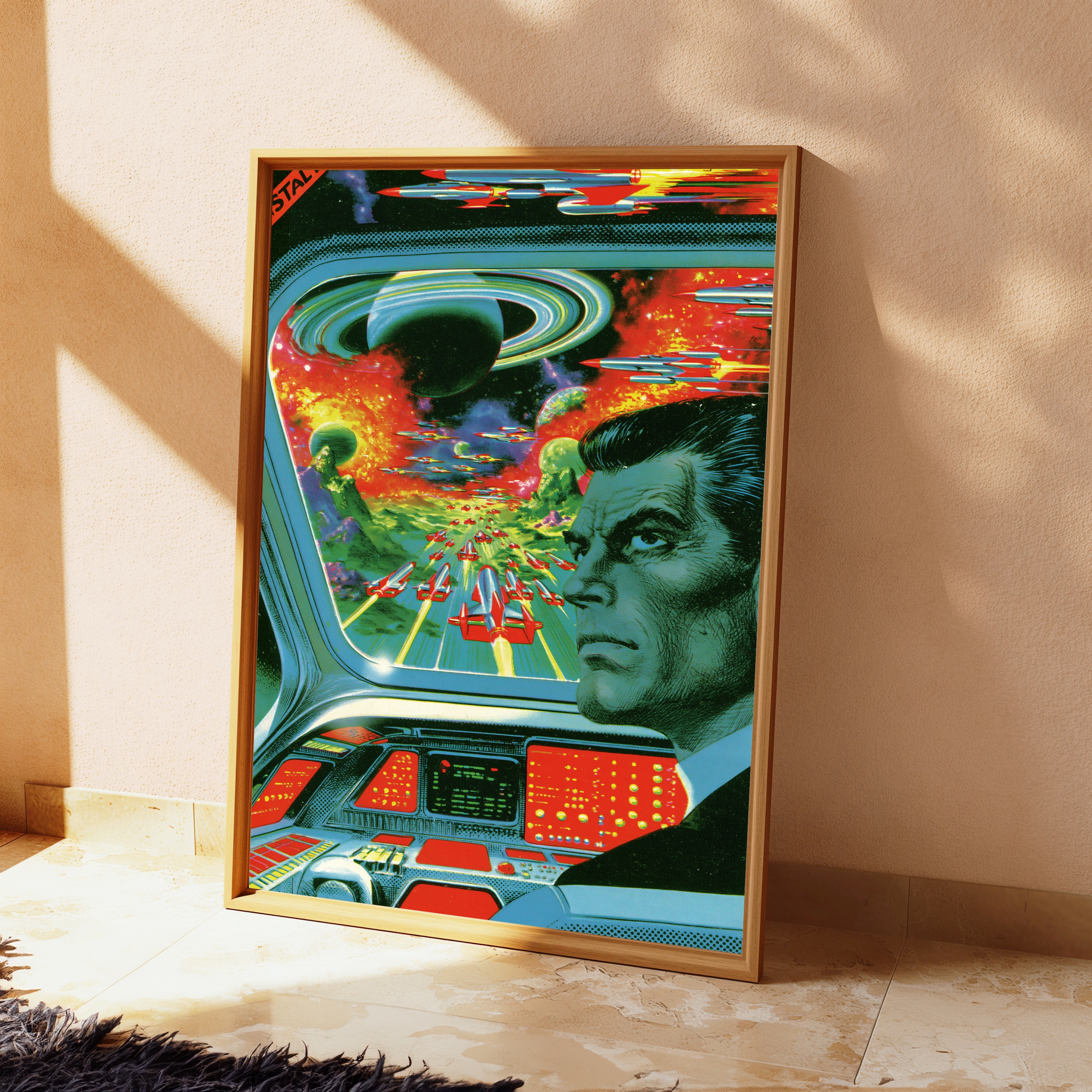 Retro Sci-Fi Spaceship Commander Portrait Pop Art view 2