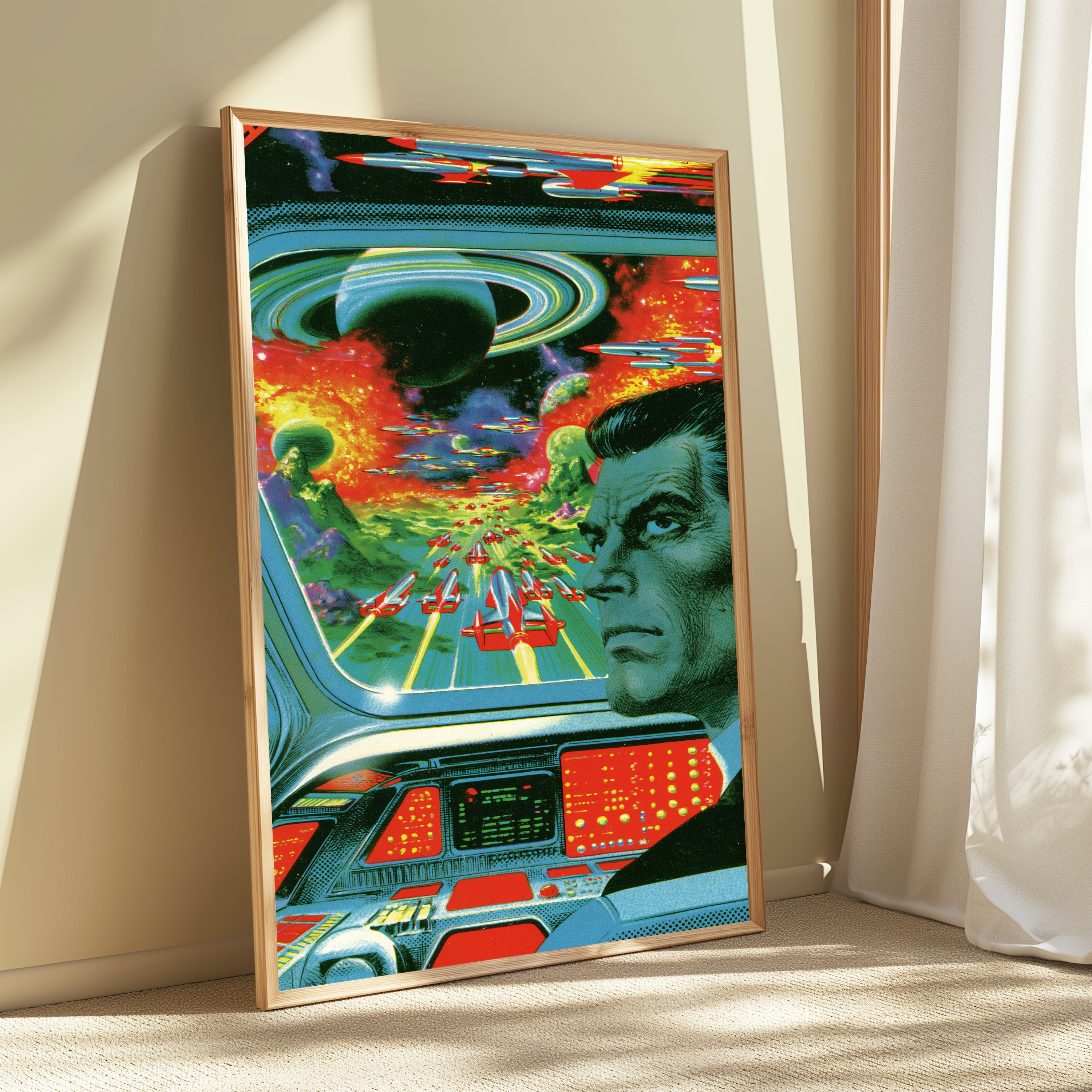 Retro Sci-Fi Spaceship Commander Portrait Pop Art view 3