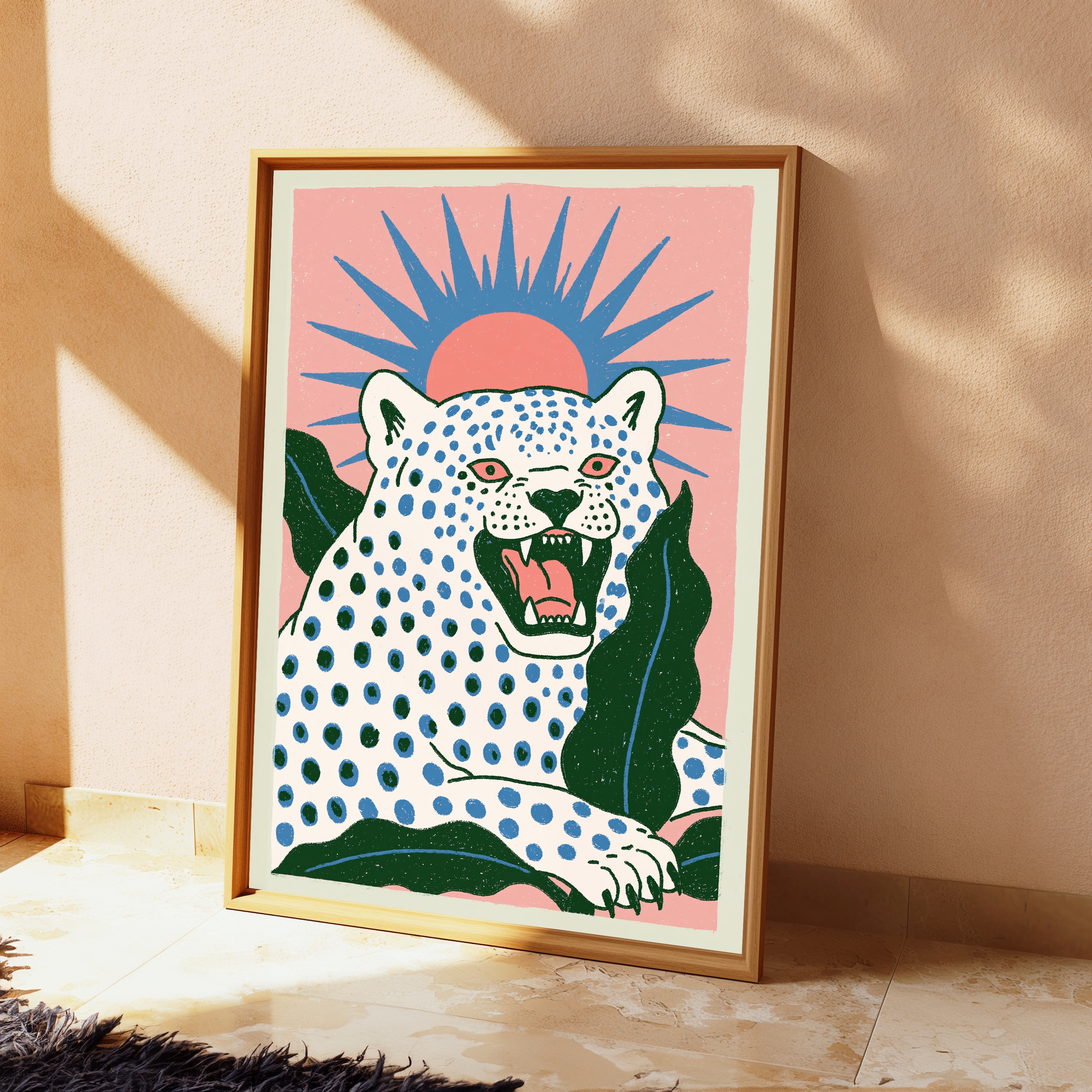 Roaring Leopard Pop Art Print view 2