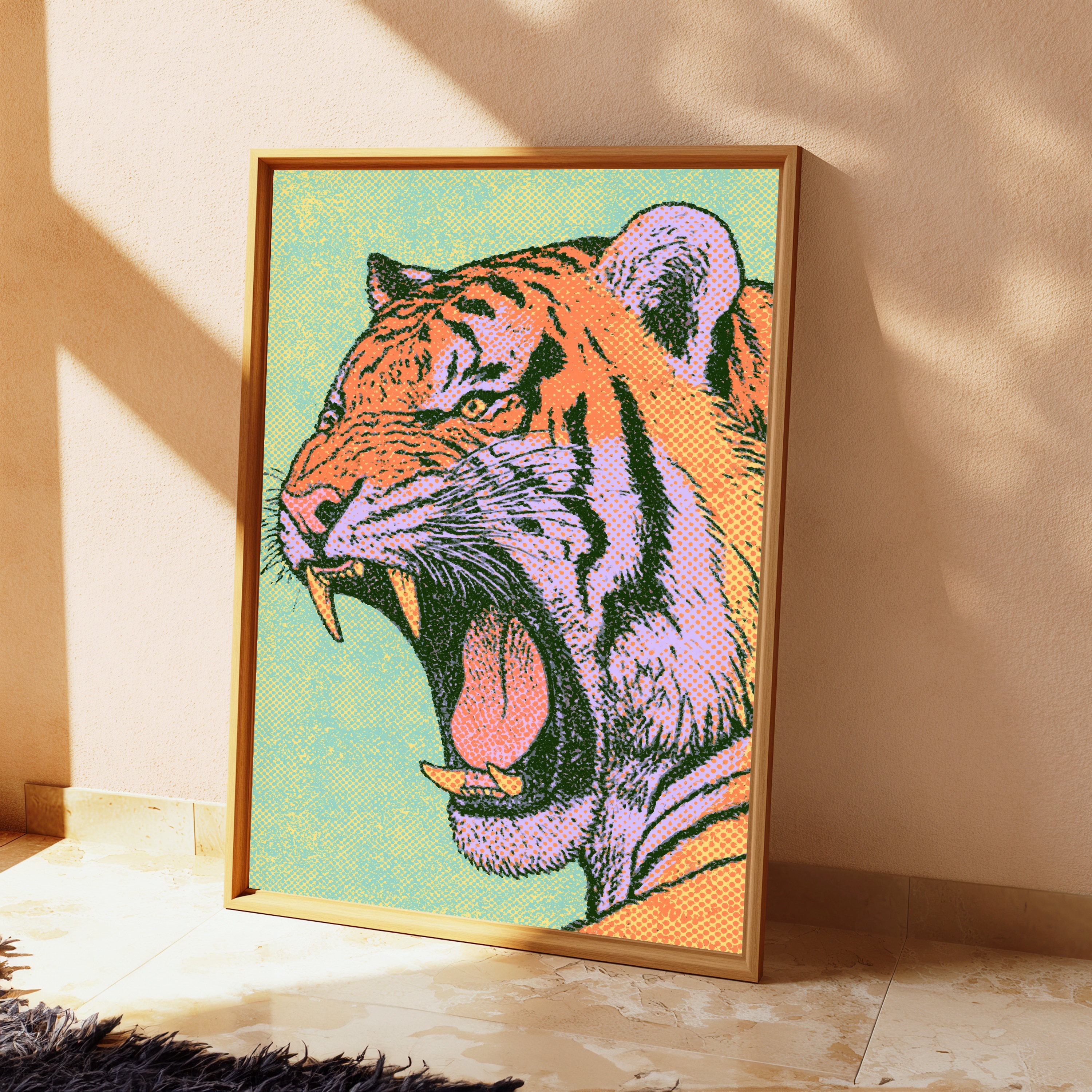 Roaring Tiger Pop Art Print view 2