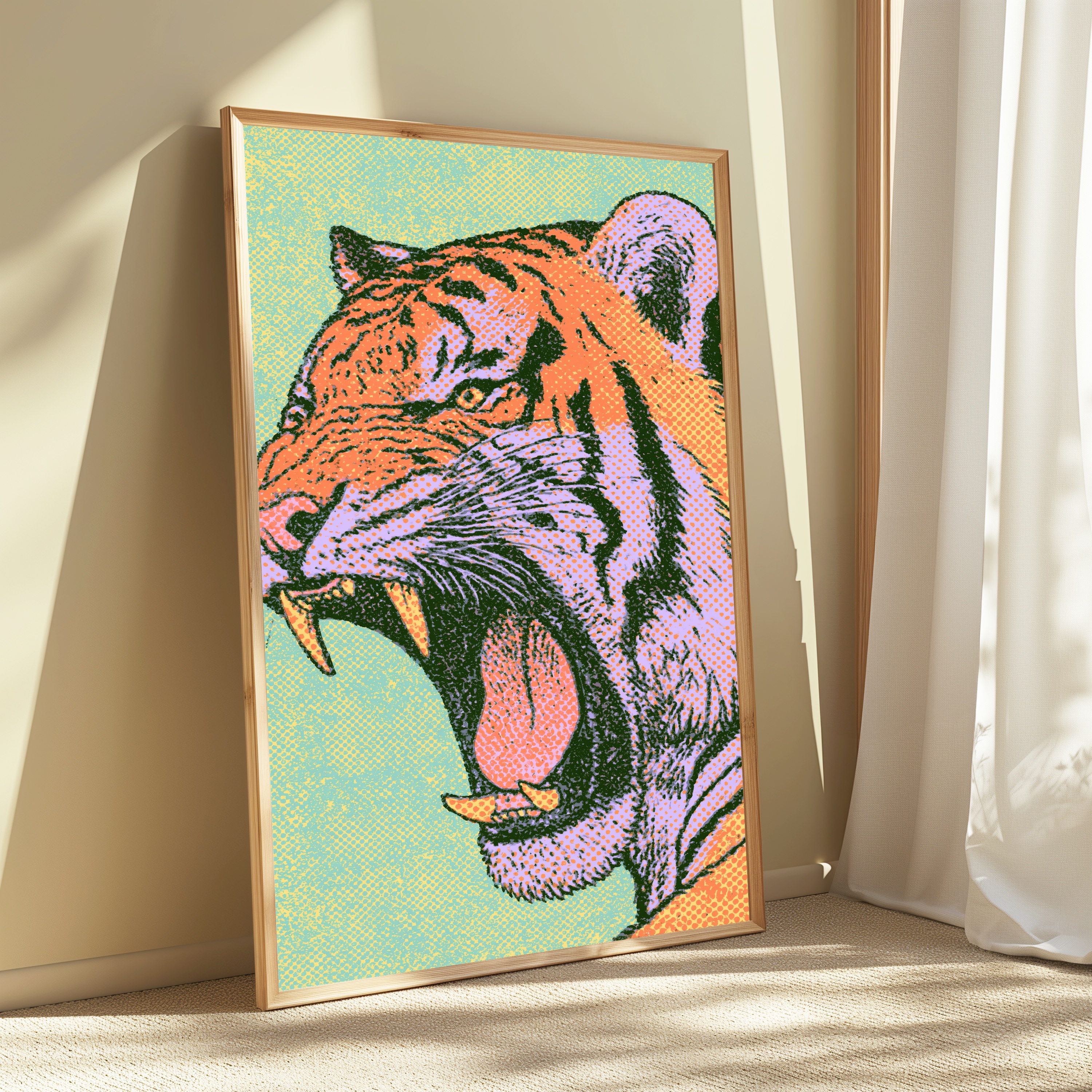 Roaring Tiger Pop Art Print view 3