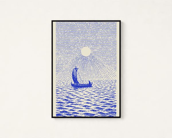 Minimalist Sailing Boat Sunrise Print