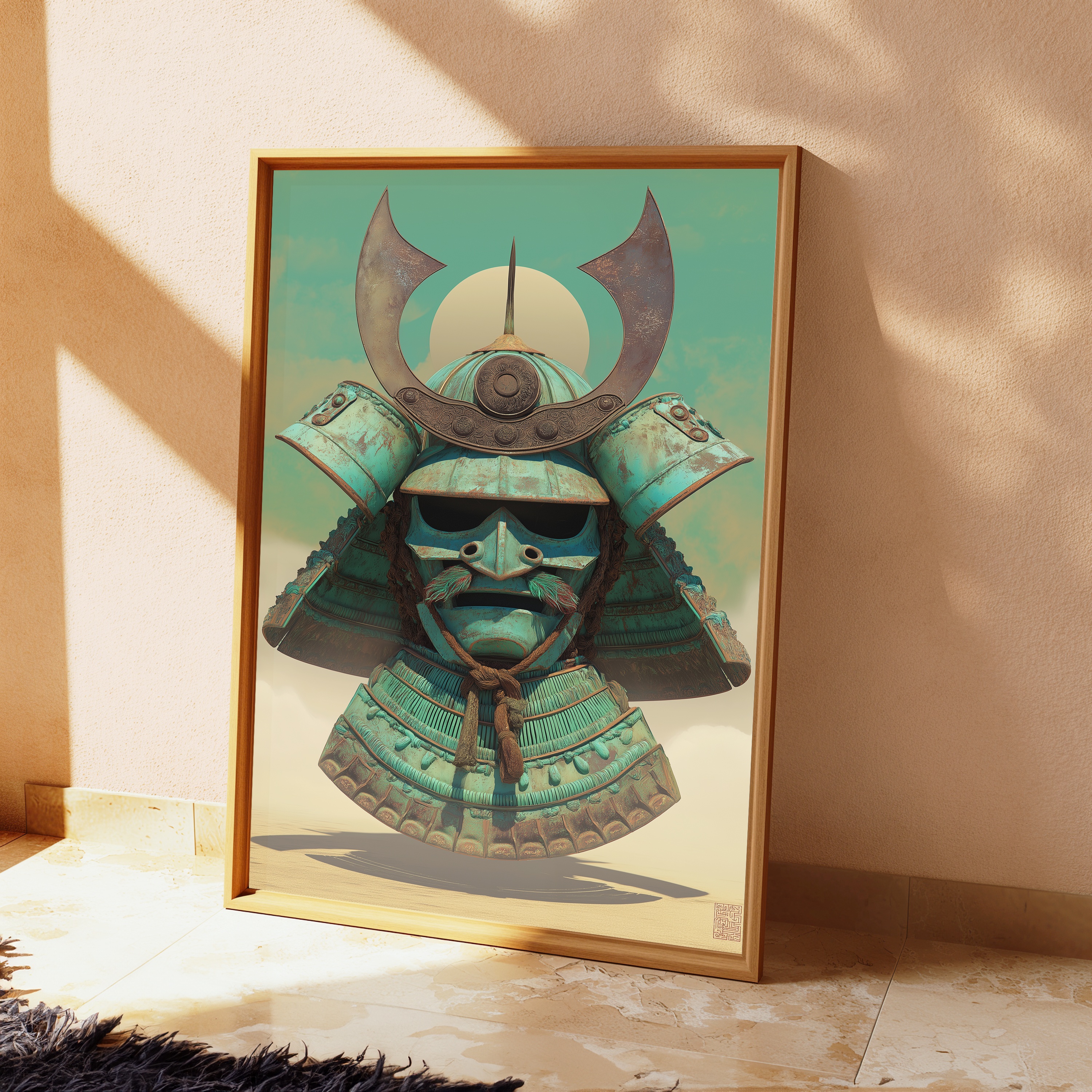 Samurai Kabuto Teal Helmet view 2