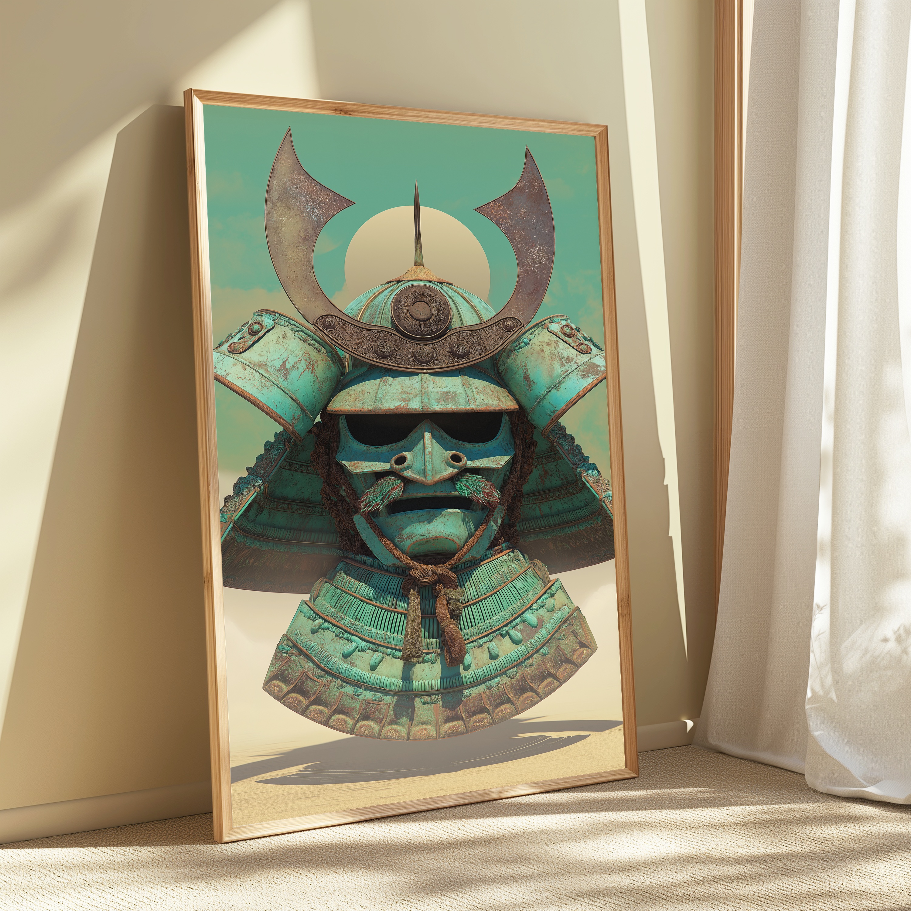Samurai Kabuto Teal Helmet view 3