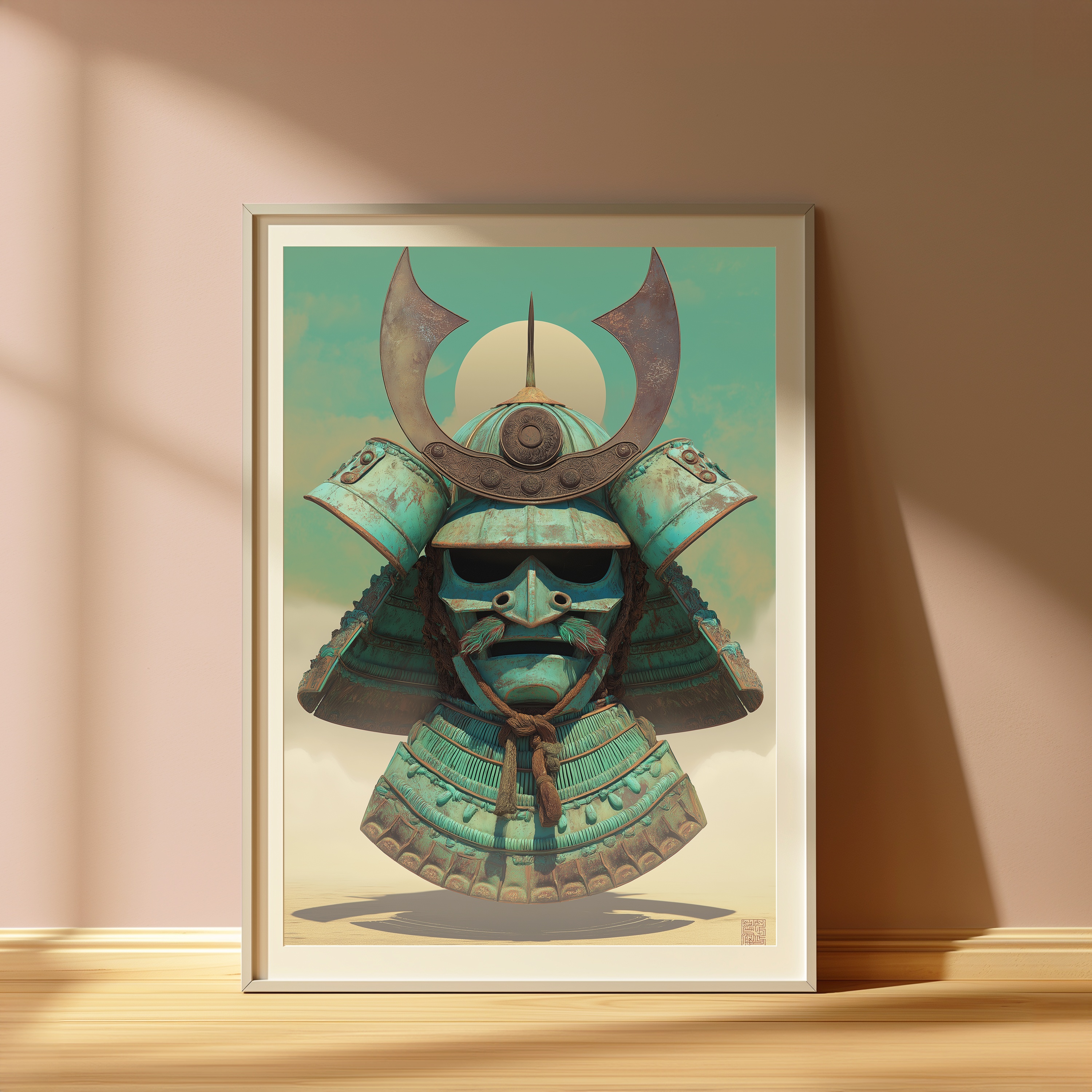 Samurai Kabuto Teal Helmet view 4