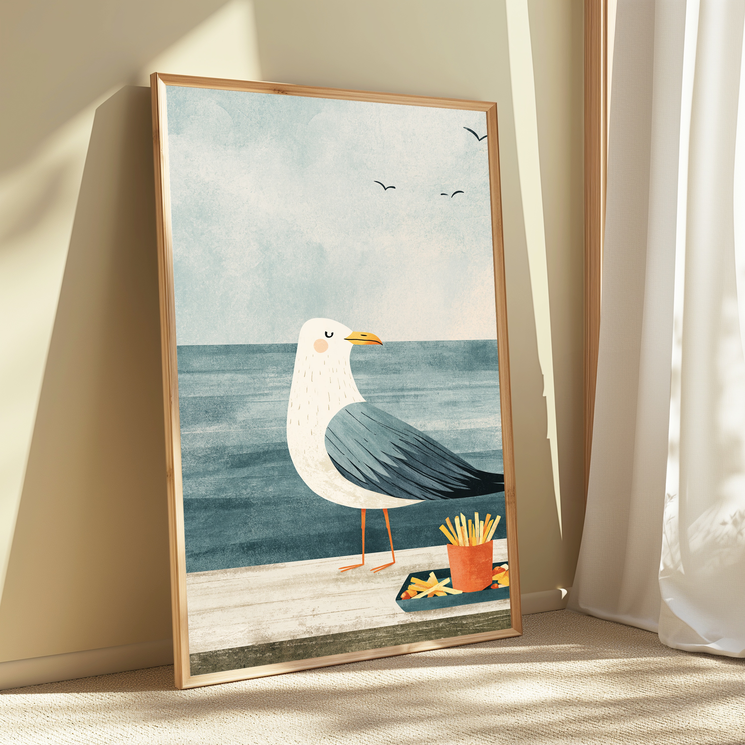 Seagull with Chips Minimalist Art Print view 3