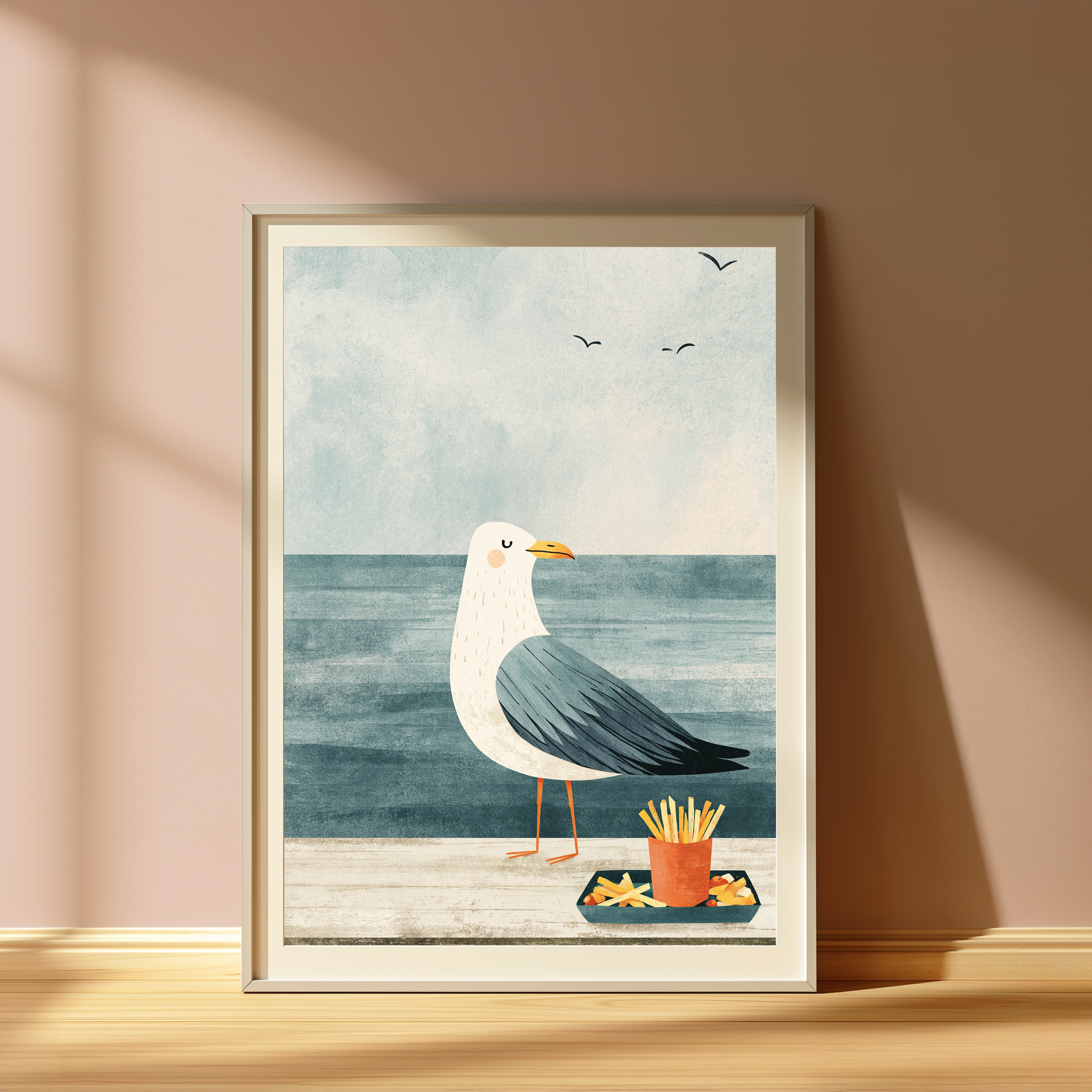 Seagull with Chips Minimalist Art Print view 4