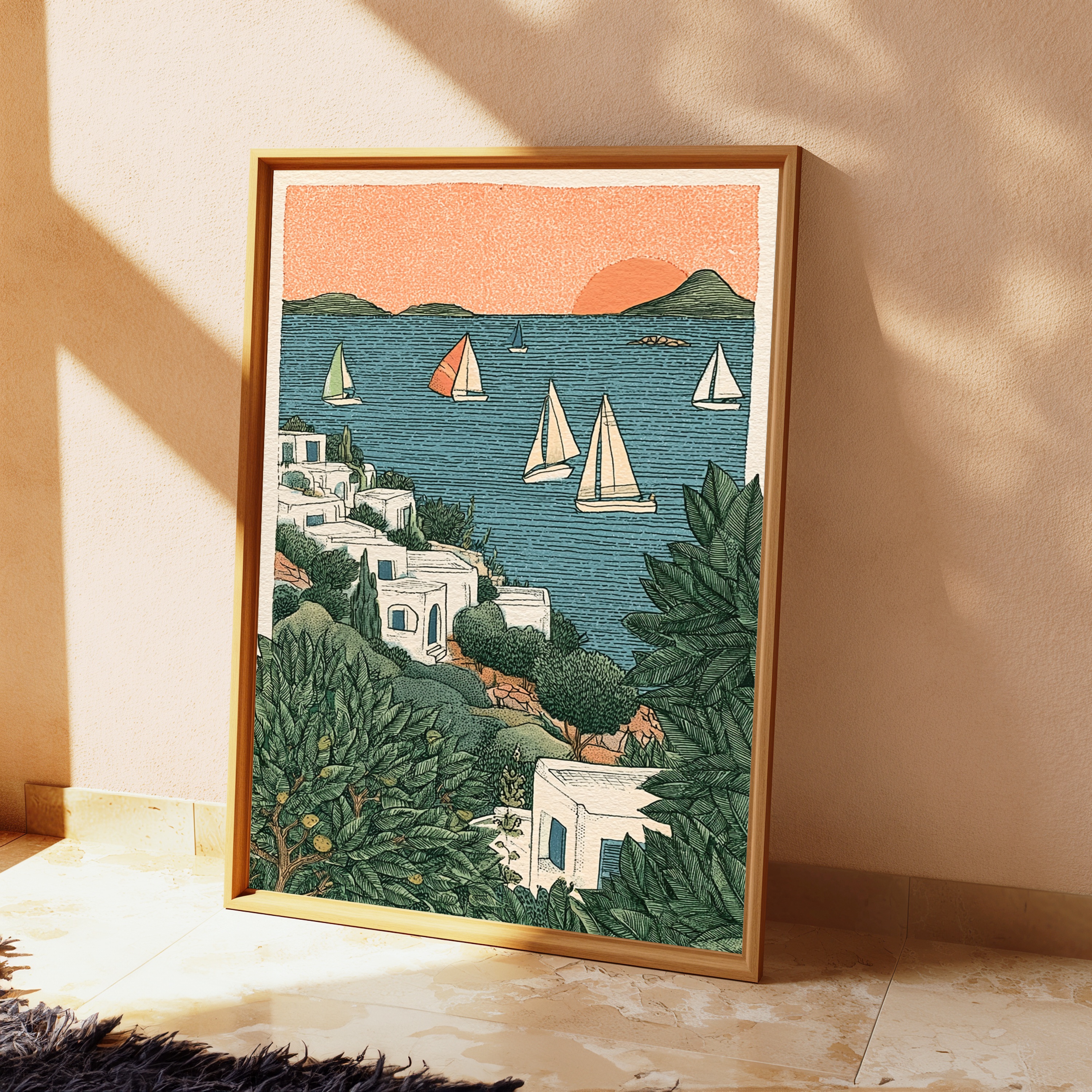 Seaside Villa Sailboats Sunset view 2