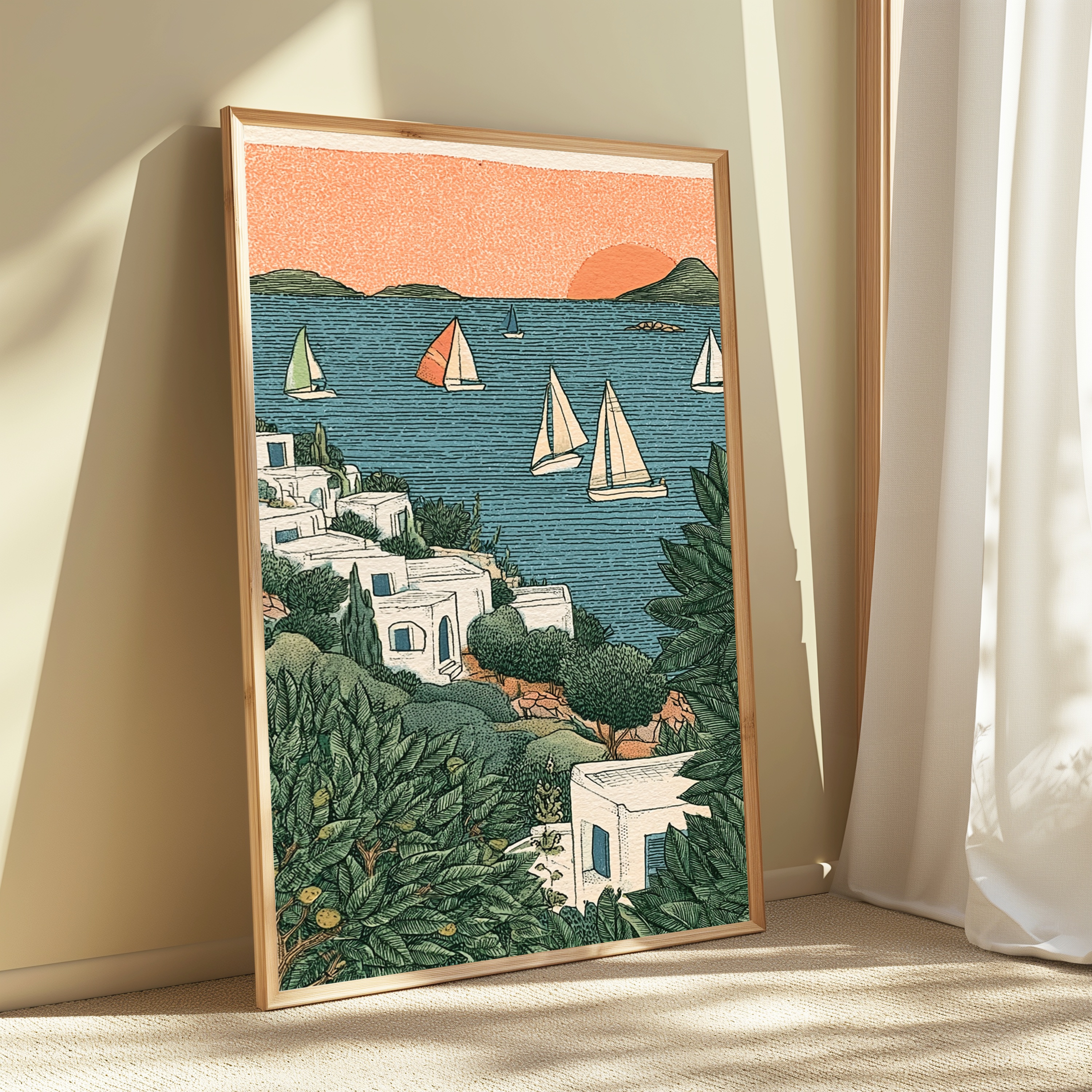 Seaside Villa Sailboats Sunset view 3