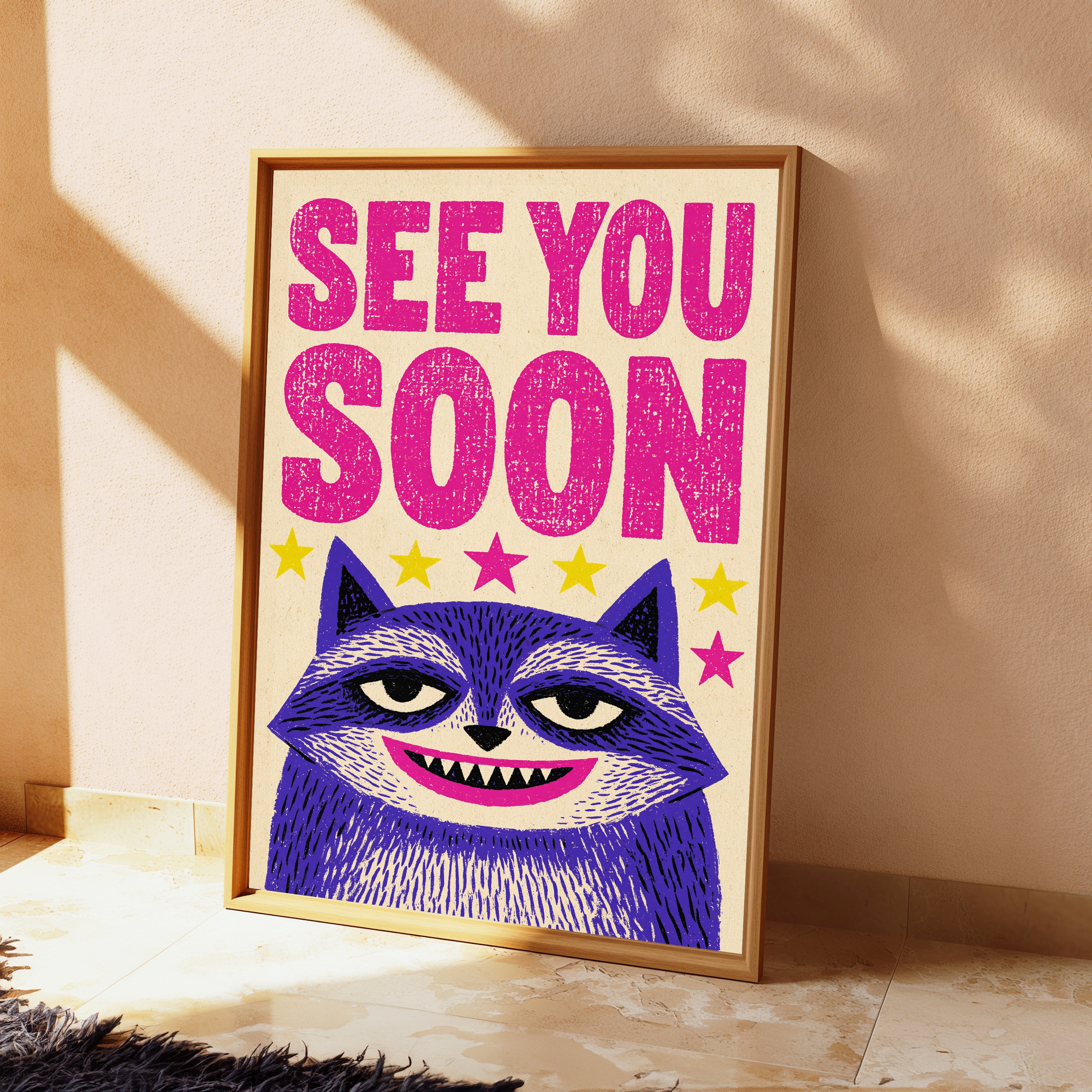 See You Soon Grinning Cat Pop Art Print view 2