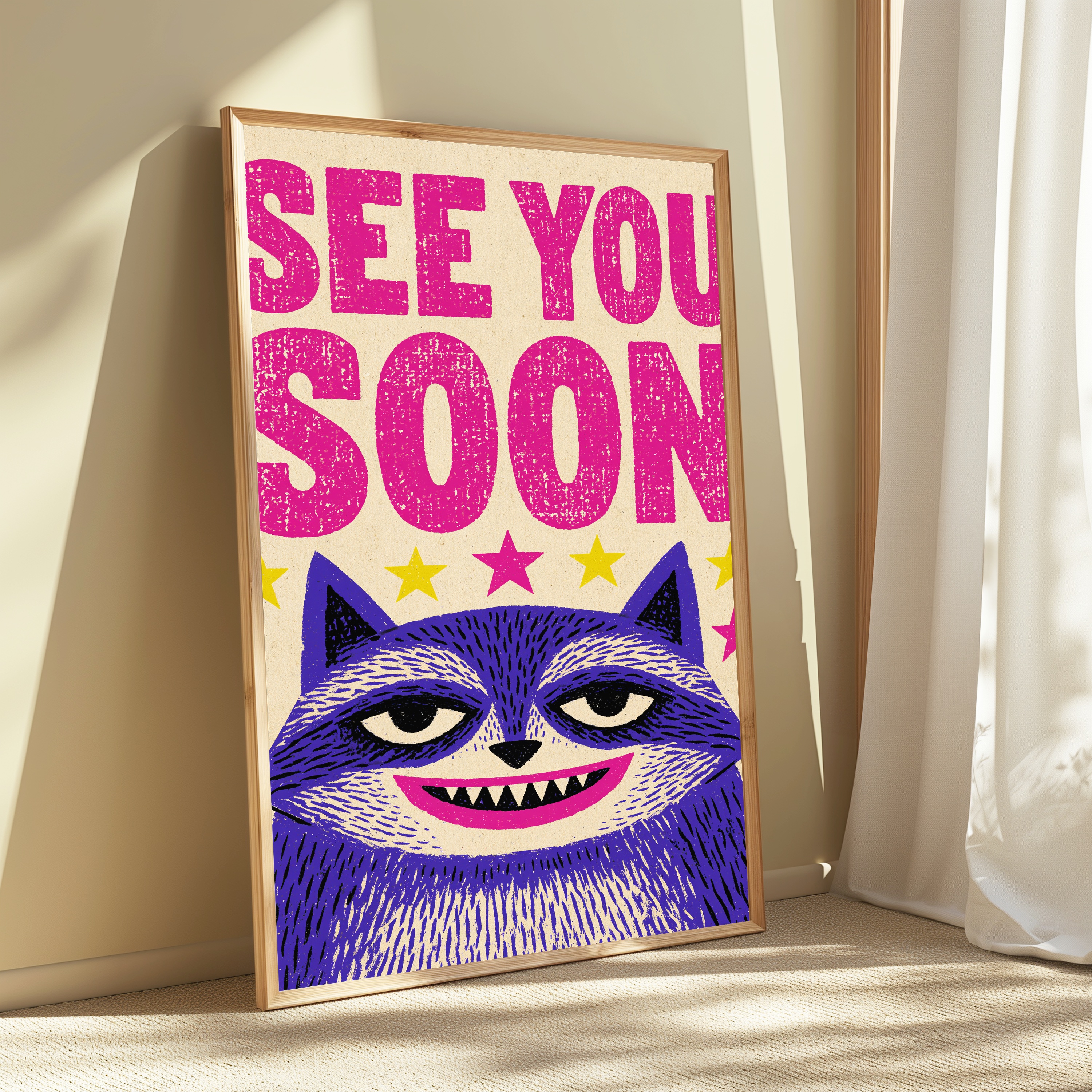 See You Soon Grinning Cat Pop Art Print view 3