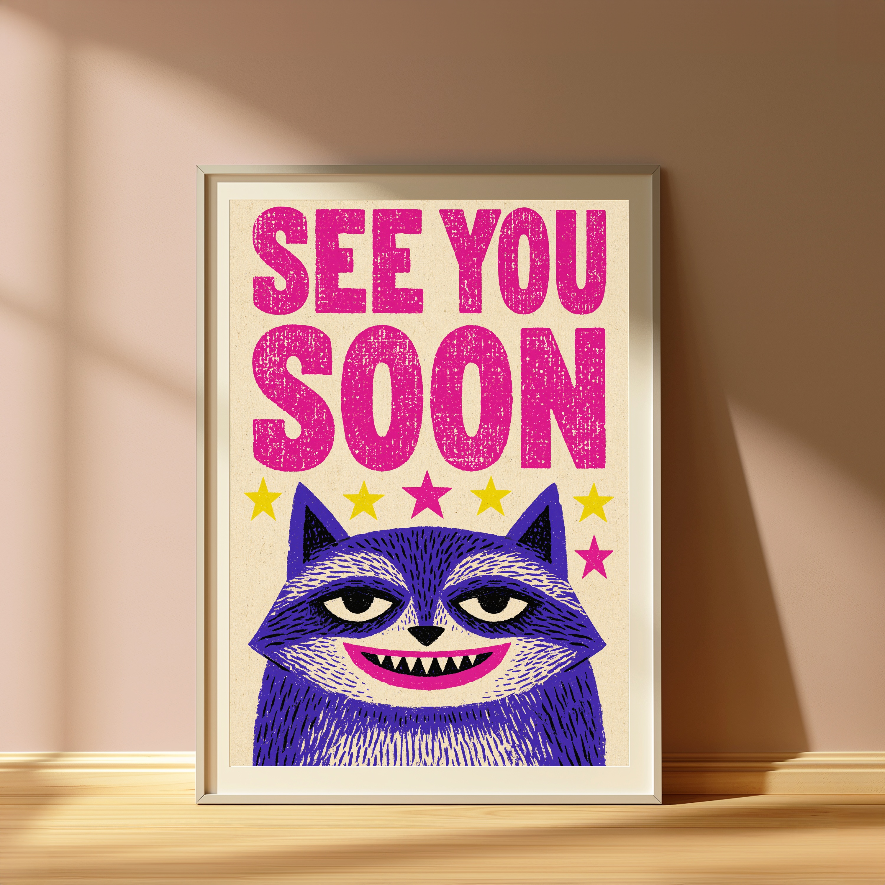 See You Soon Grinning Cat Pop Art Print view 4