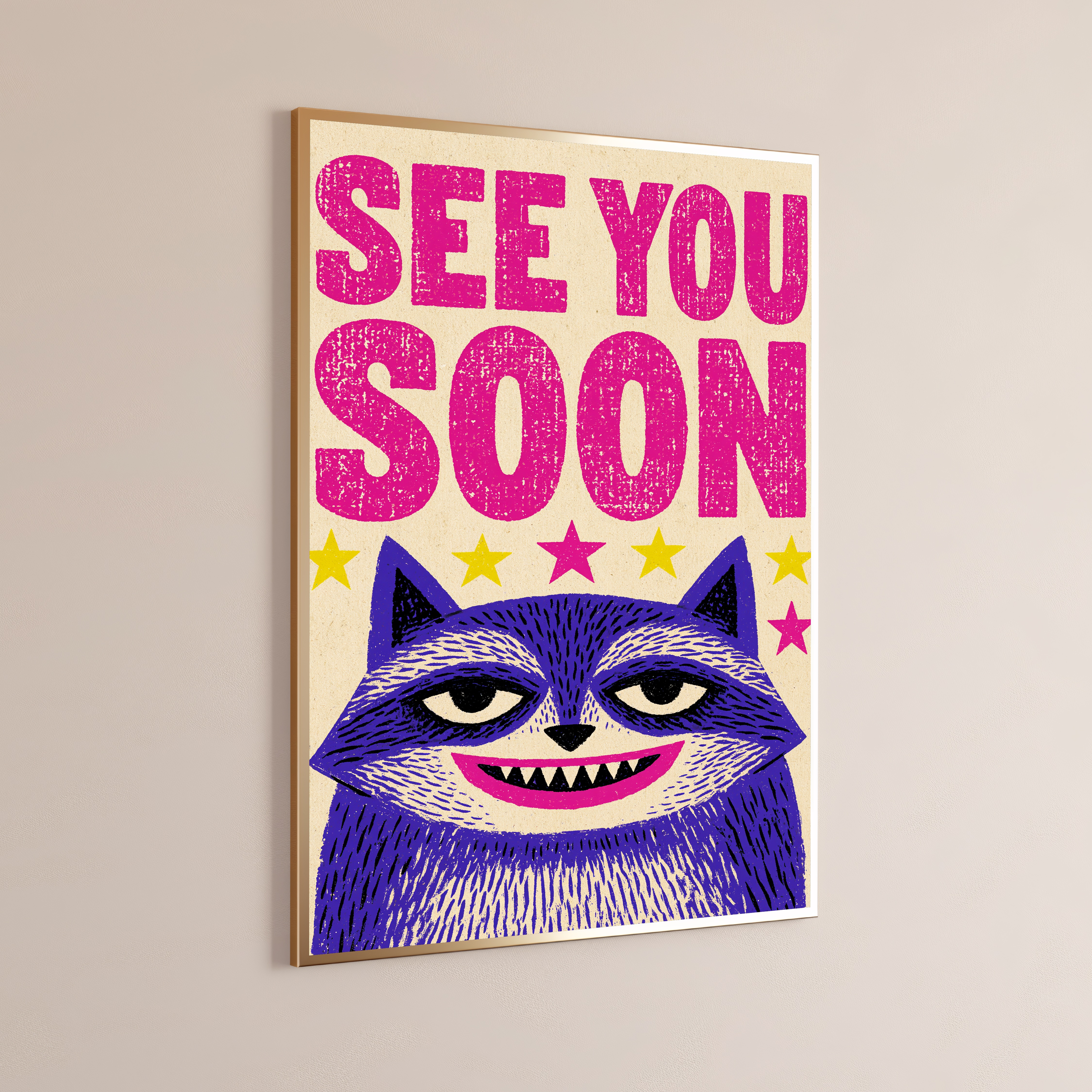 See You Soon Grinning Cat Pop Art Print