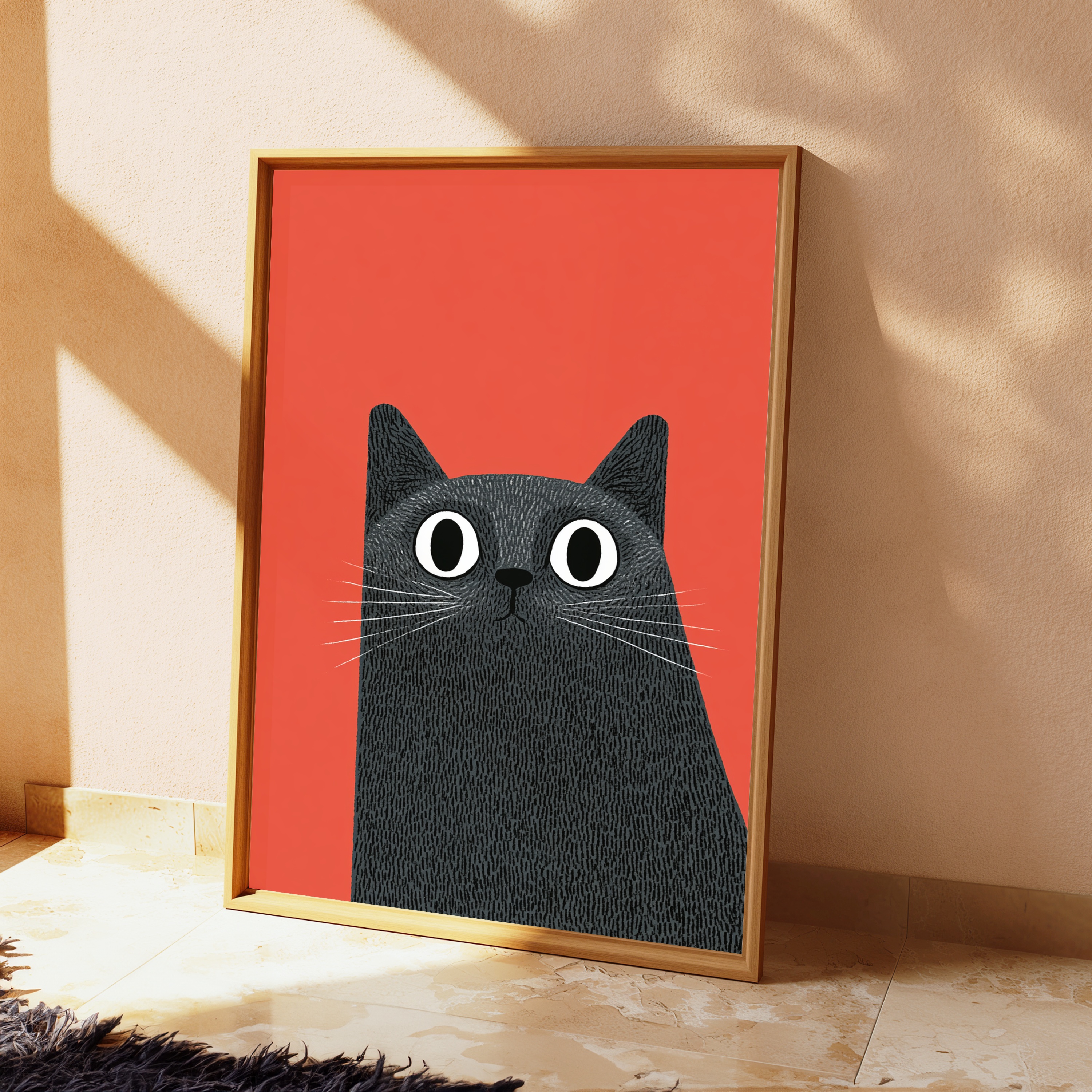 Shocked Black Cat Pop Art Print view 2