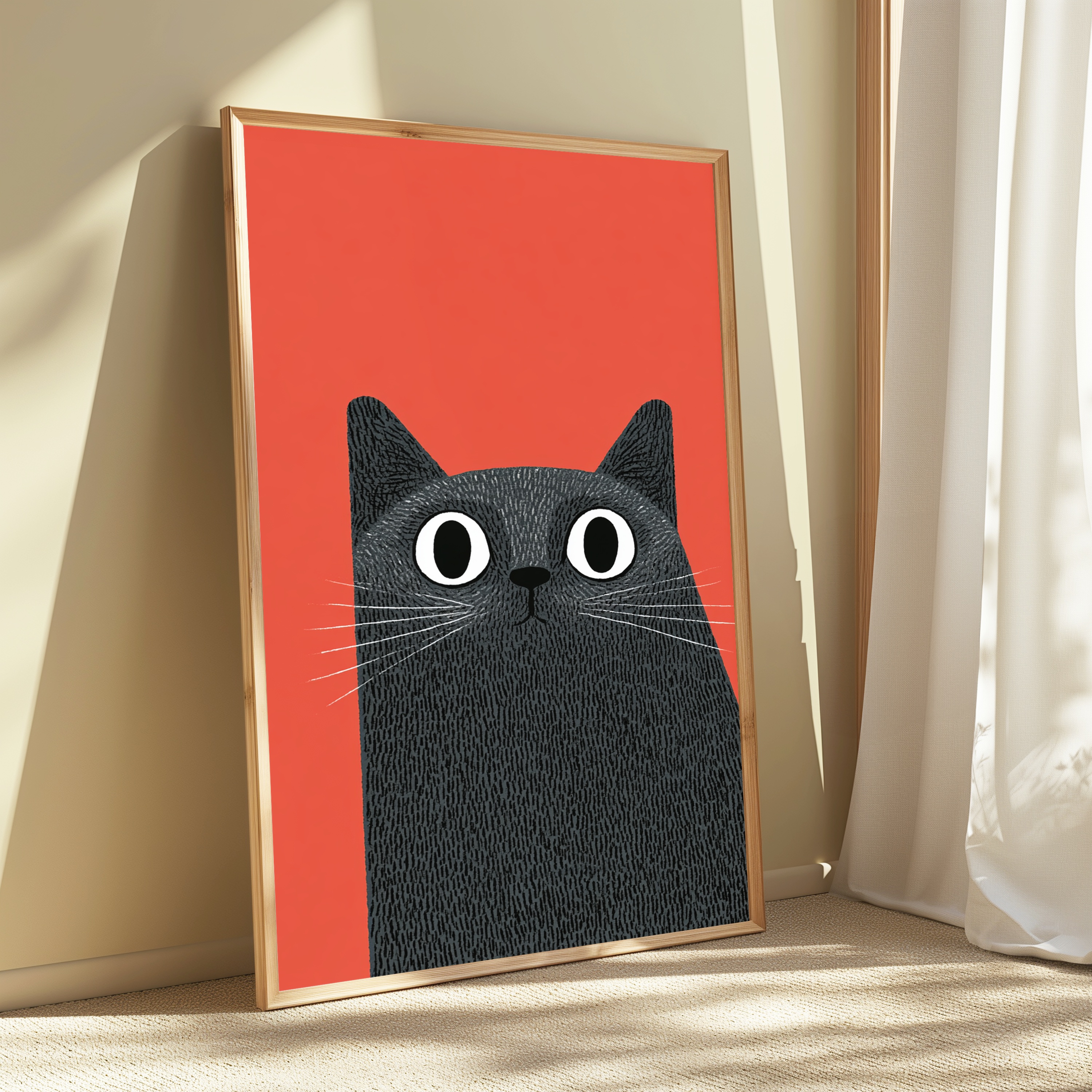 Shocked Black Cat Pop Art Print view 3
