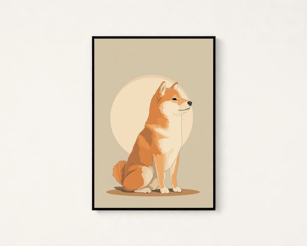 Sitting Shiba Inu Portrait Print