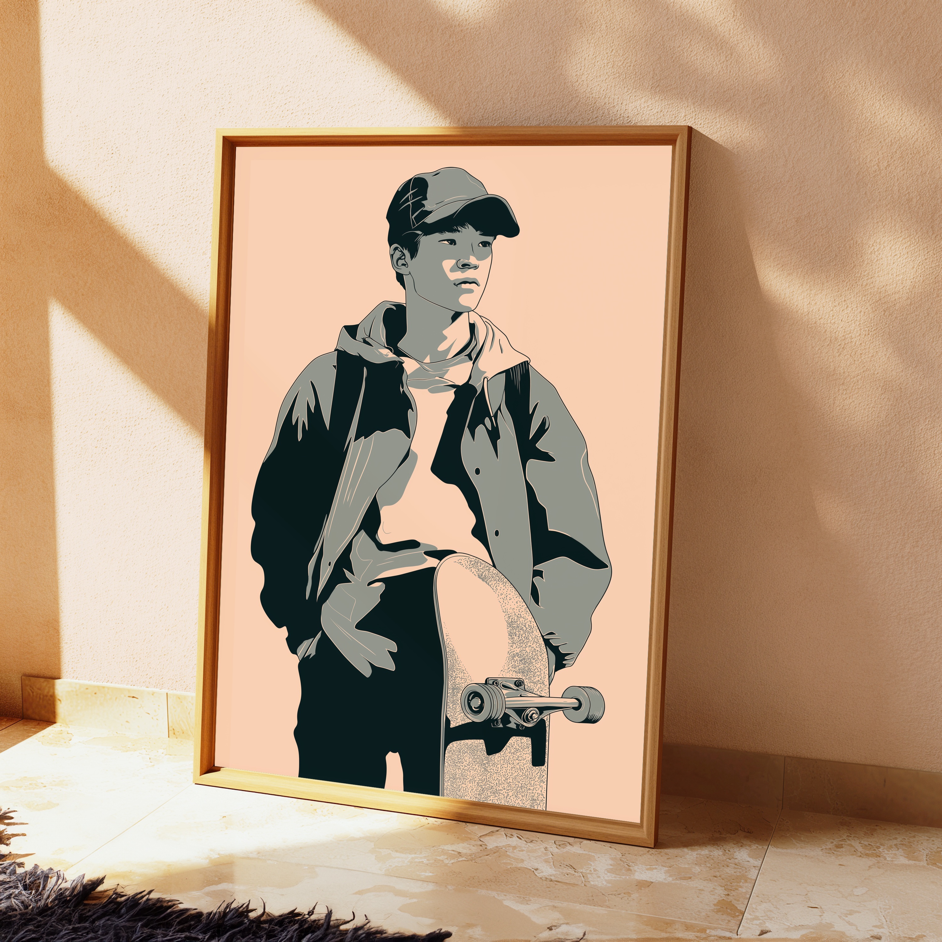 Skateboarder Portrait Print view 2