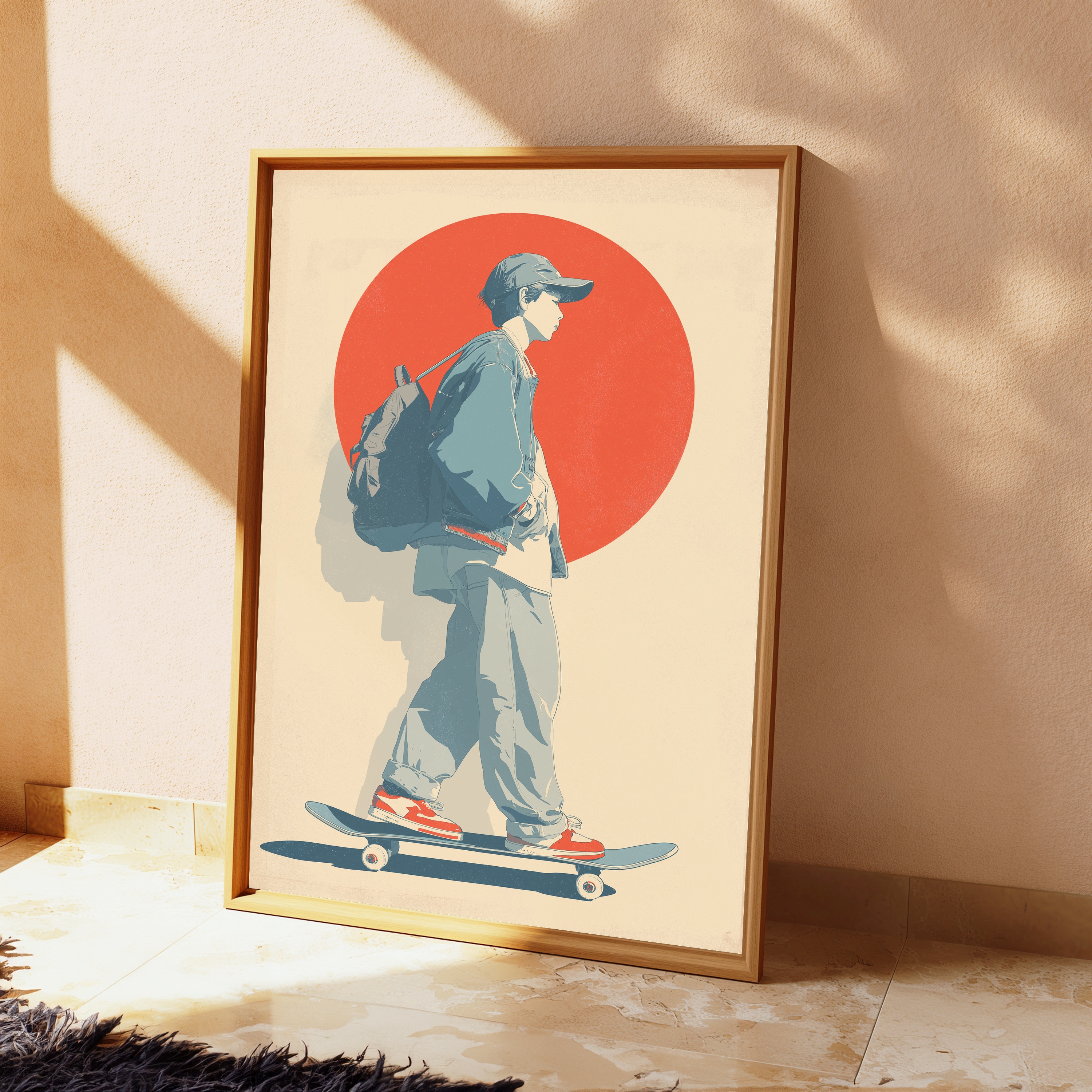 Skateboarder with Red Sun Print view 2