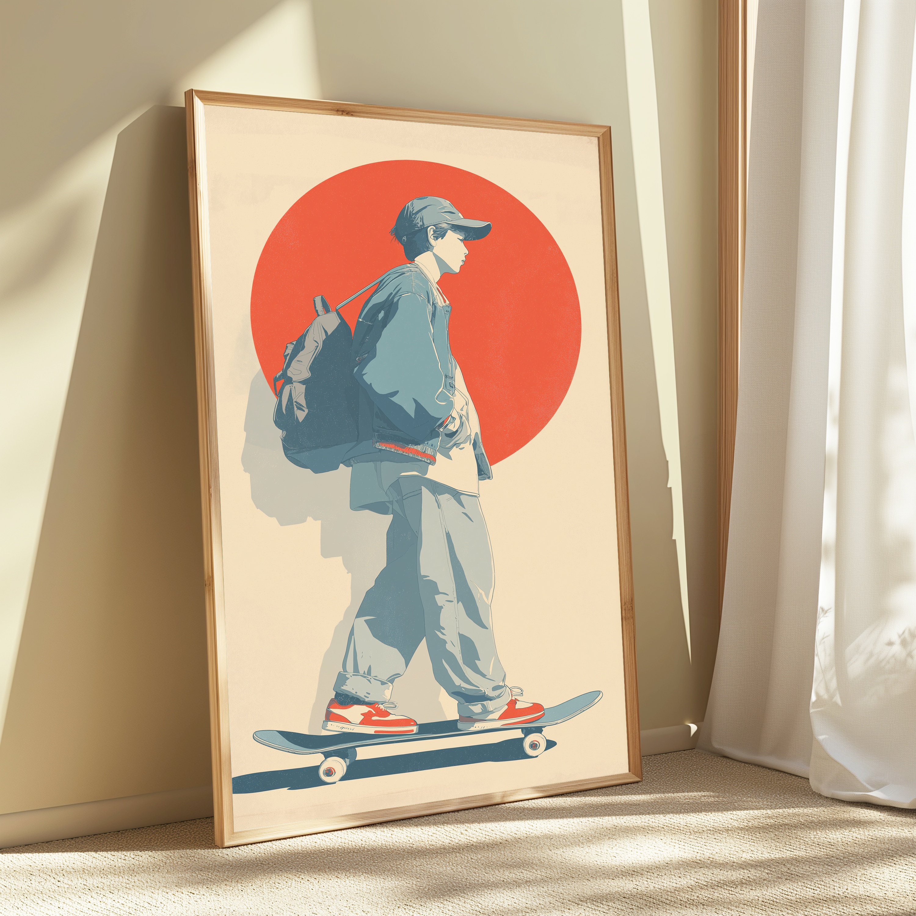 Skateboarder with Red Sun Print view 3